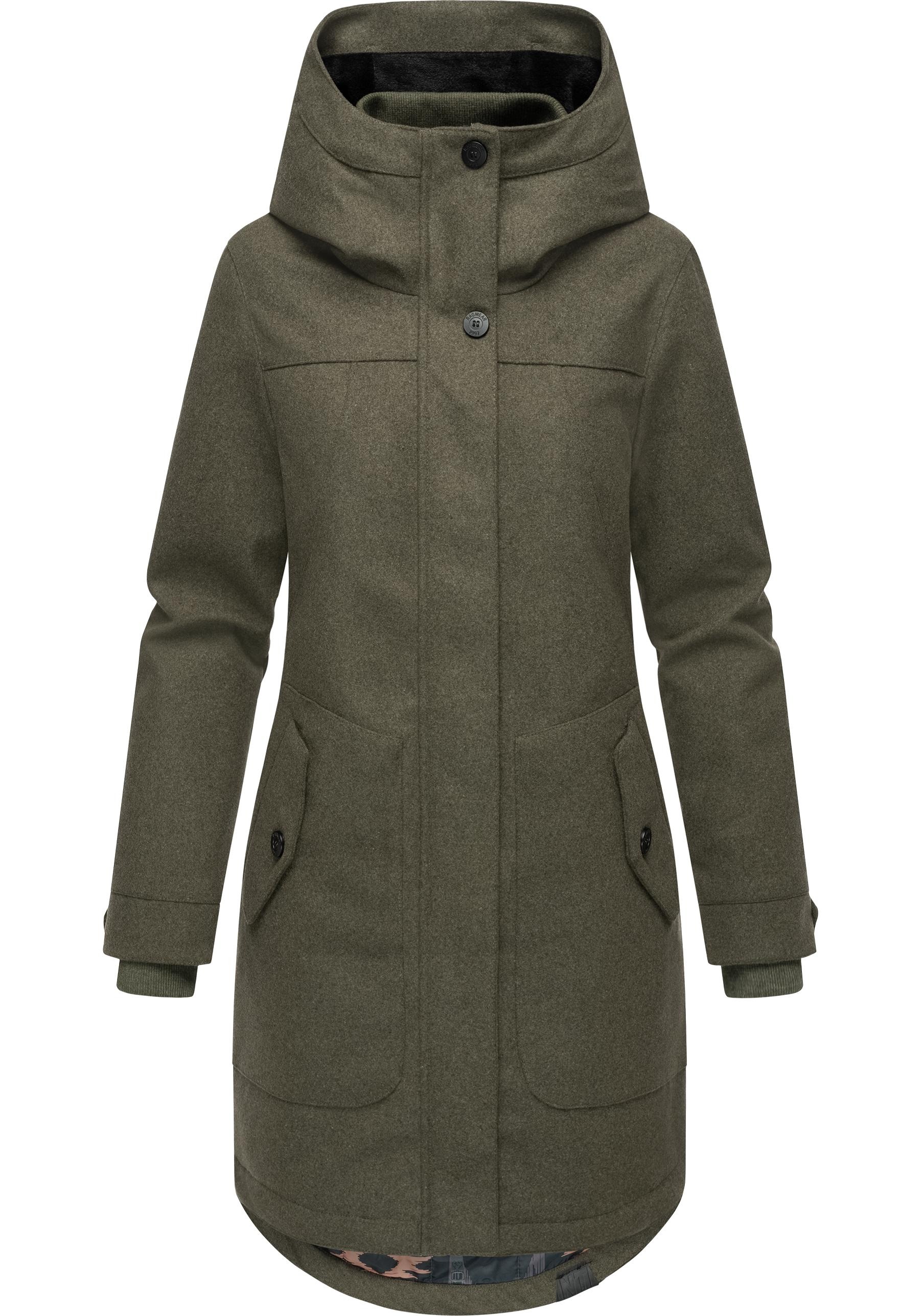 Ragwear Wintermantel »Jannisa Coat«, Klassischer Damen Kurzmantel mit Kapuze
