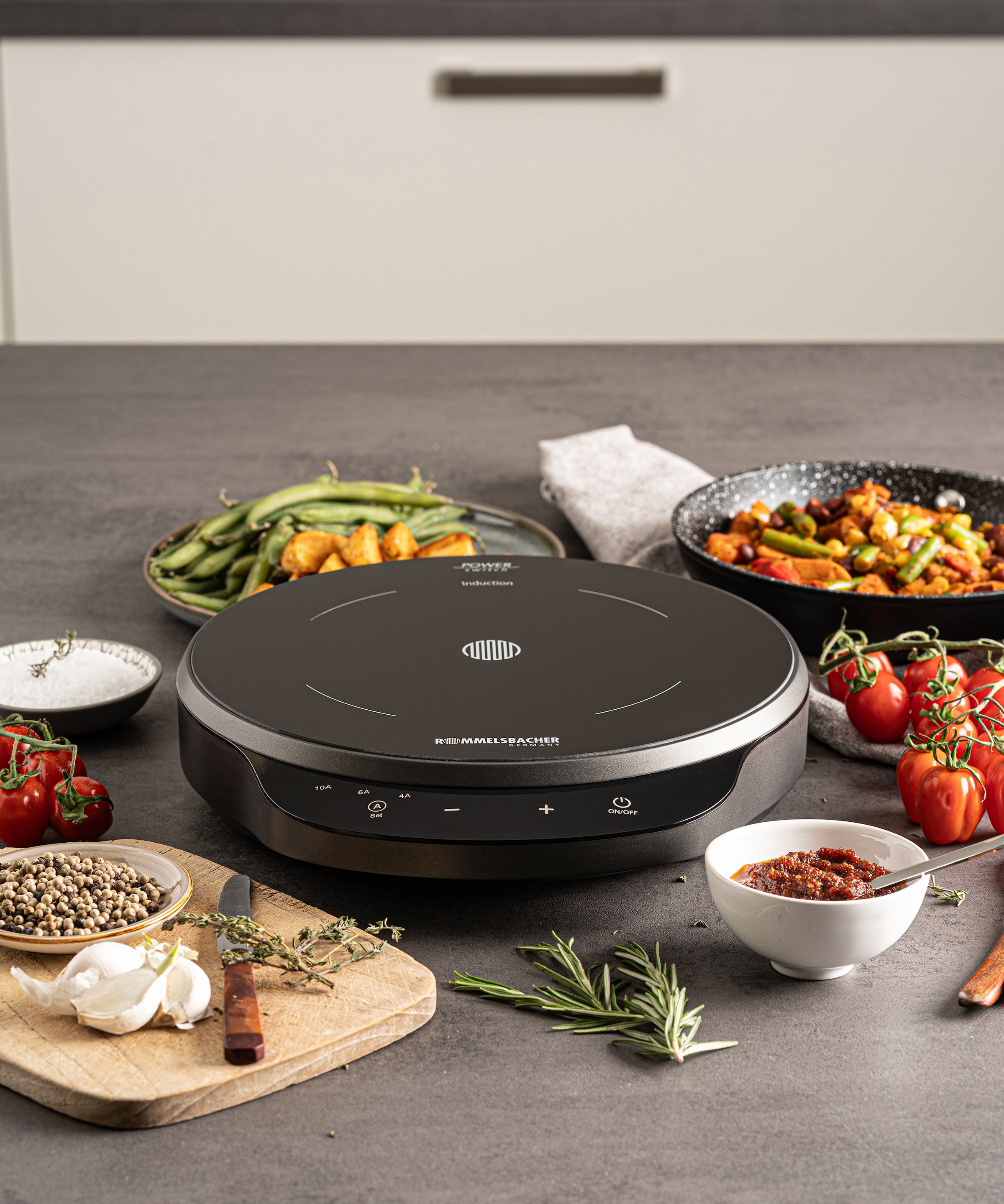 Rommelsbacher Einzel-Induktionskochplatte »CTA 1800/IN Induktion - für bedarfsgerechte Strom-/Leistungsbegrenzung« POWER Switch: bedarfsgerechte Strom-/Leistungsbegrenzung