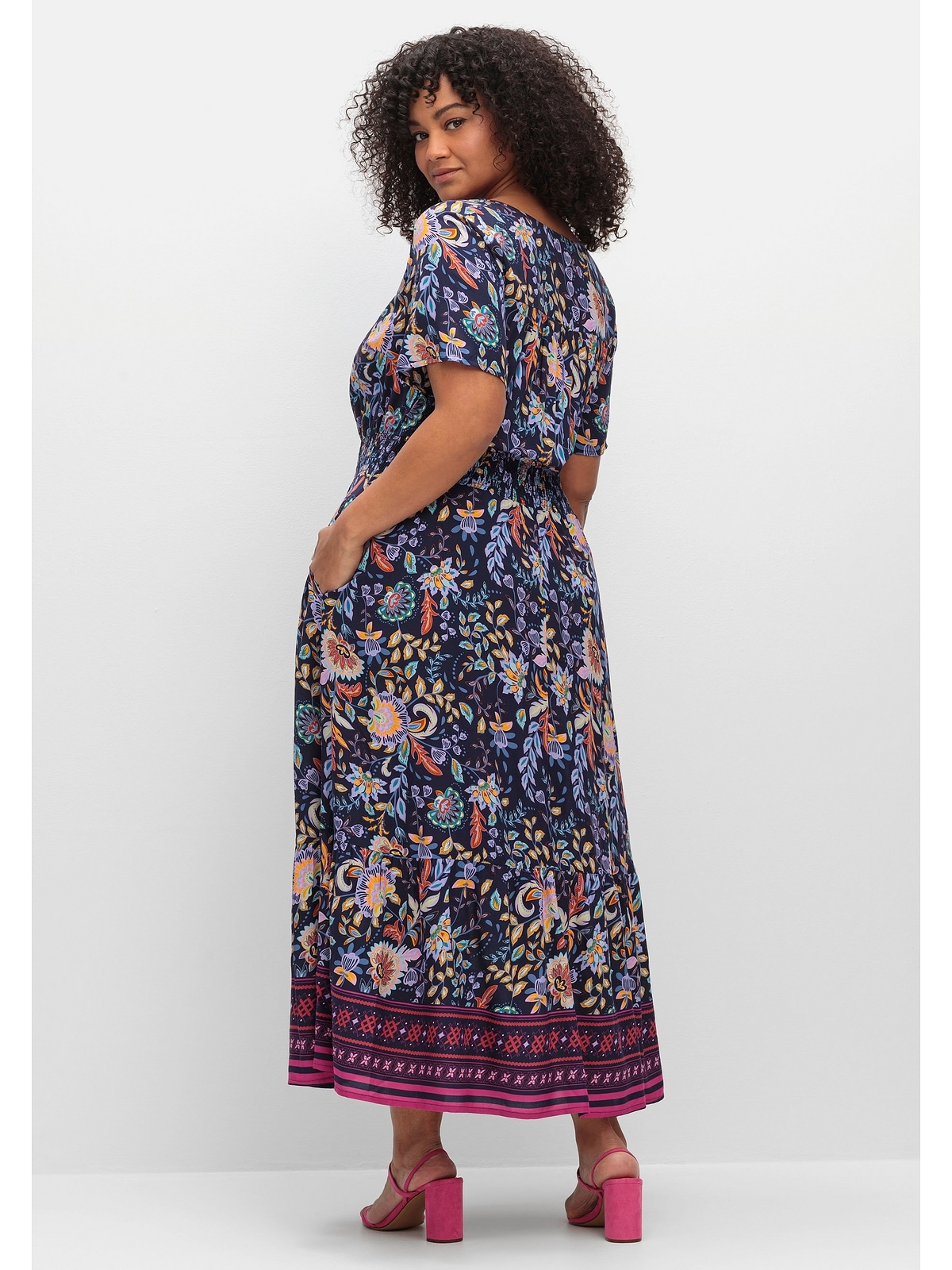 sheego by Joe Browns Maxikleid »Große Größen«, mit Blumendruck und Taillen-Smokbund
