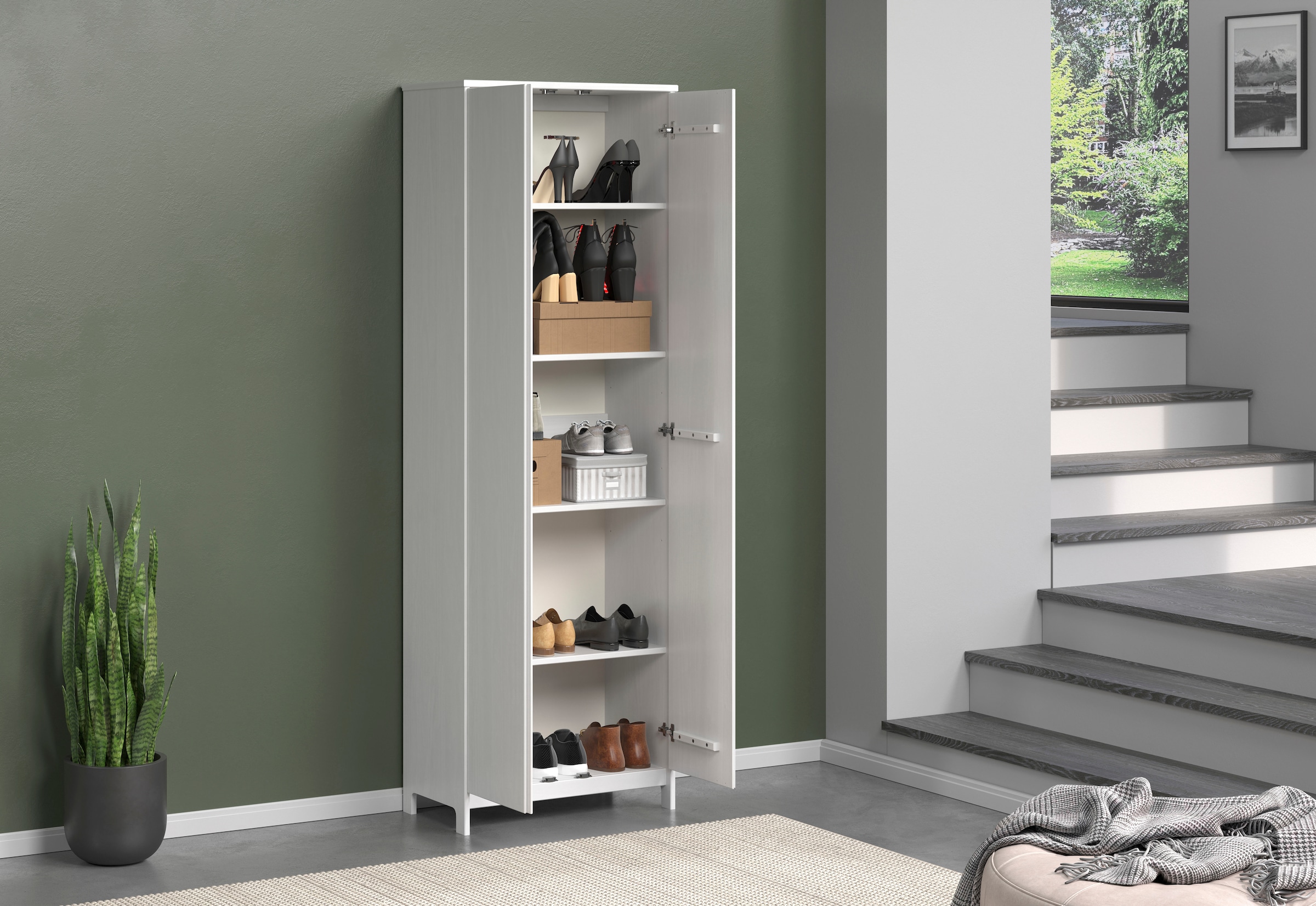 Home affaire Kleiderschrank »Aarhus«, (1 St.), Weißer, griffloser Massivholz Schrank - (B/T/H) 65/34/192 cm