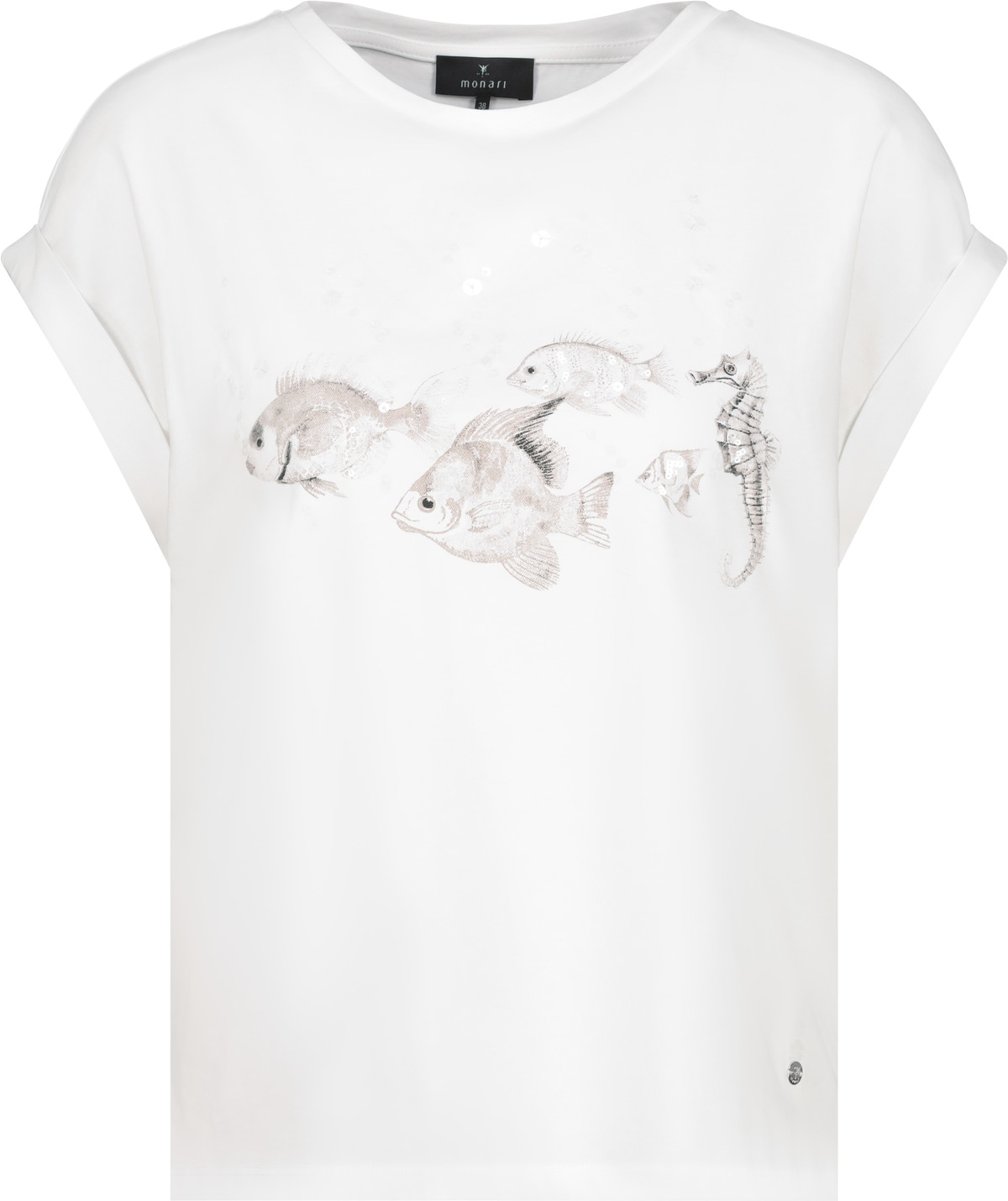 Monari T-Shirt »Shirt Fische + Pailetten«, Mit Rundhalsausschnitt