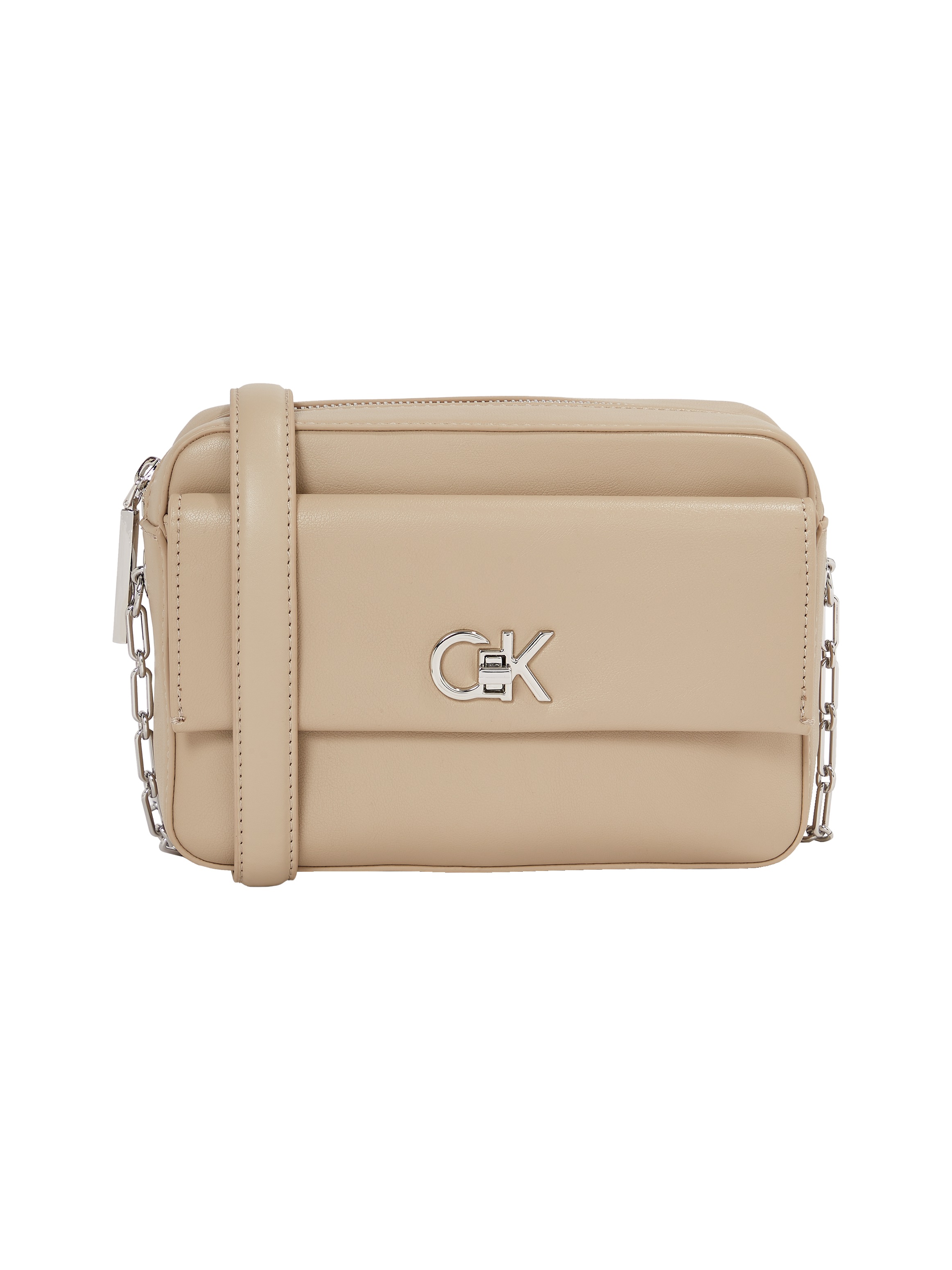 Calvin Klein "CK CAMERA BAG W/POCKET", Abendtasche, Schulterriemen Gliederkette, Schultertasche mit CK-Logo