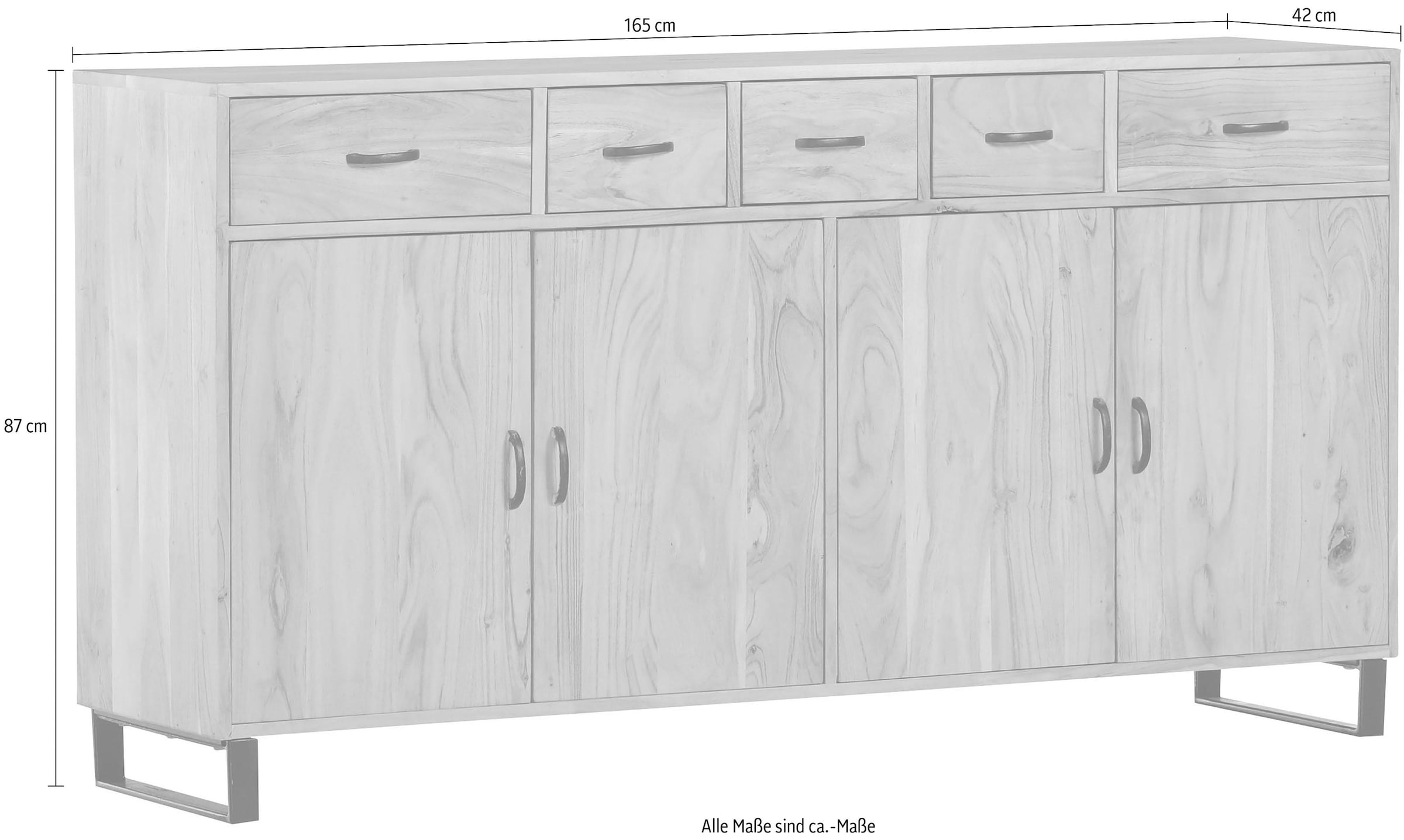 Gutmann Factory Sideboard »Georgia«, Kommode aus massivem Akazienholz, Breite 165 cm