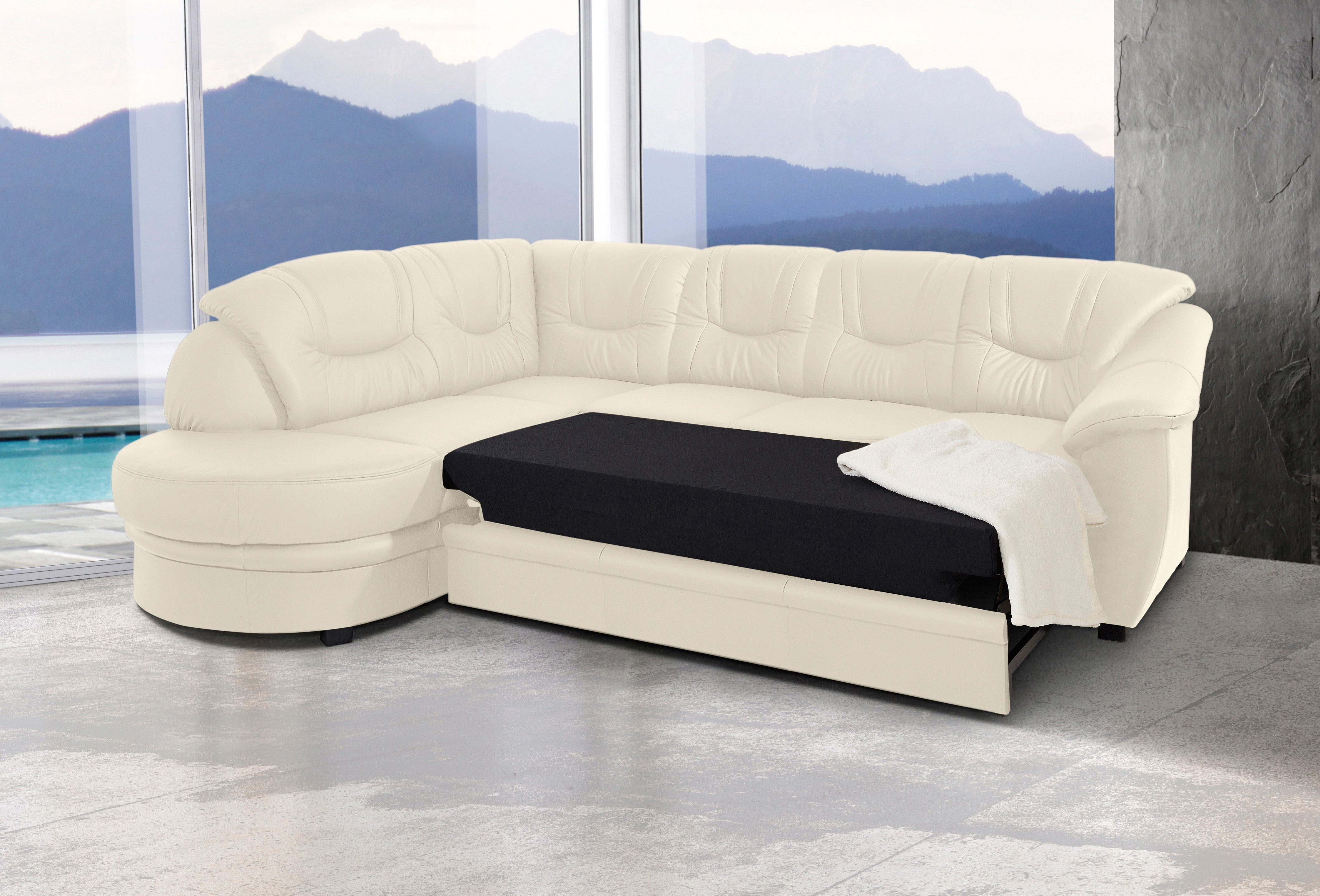 sit&more Ecksofa "Savona L-Form, B: 267 cm, Couch mit Federkern, Komfortsitzhöhe 46 cm" optional mit Schlaffunktion