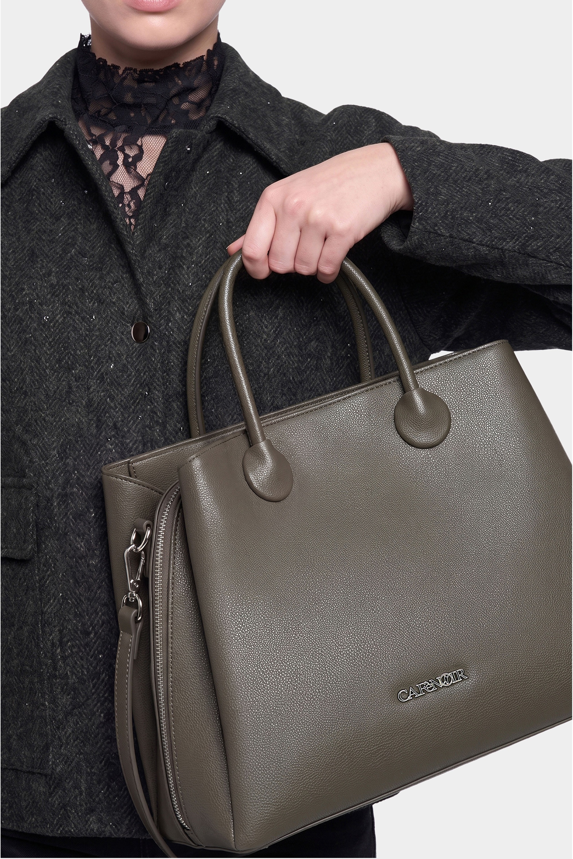 CAFèNoir Tragetasche »TOTE BAG WITH ROUND HANDLES C3YD1115 Damen« Tragetasche Damen, Shopper, Einkaufstasche, Fashion, Lifestyle, Sale