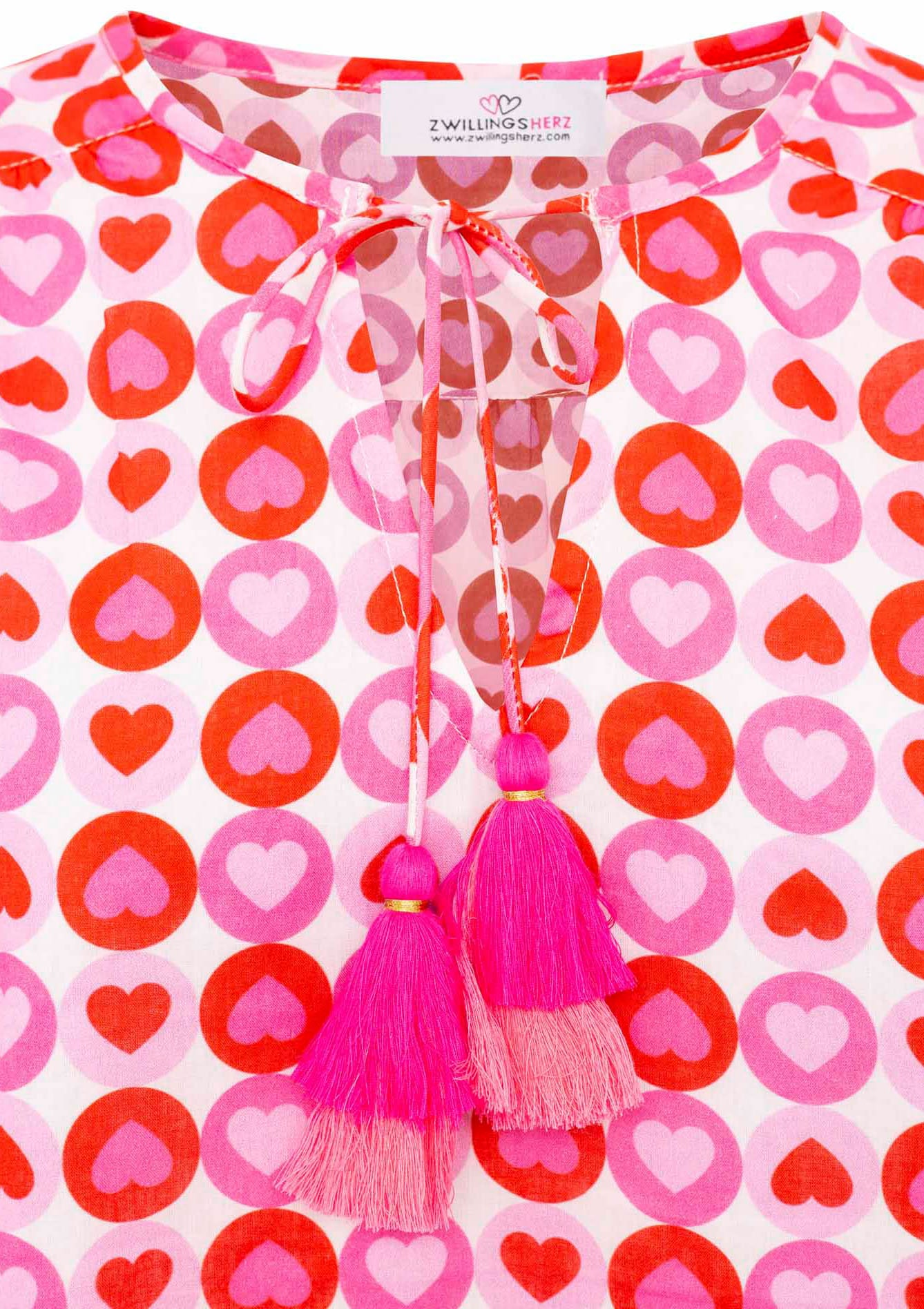 Zwillingsherz Shirtbluse »"Schmetterling"« Blumenmuster, Tasseln ,Pom Pom Besatz, Langarm