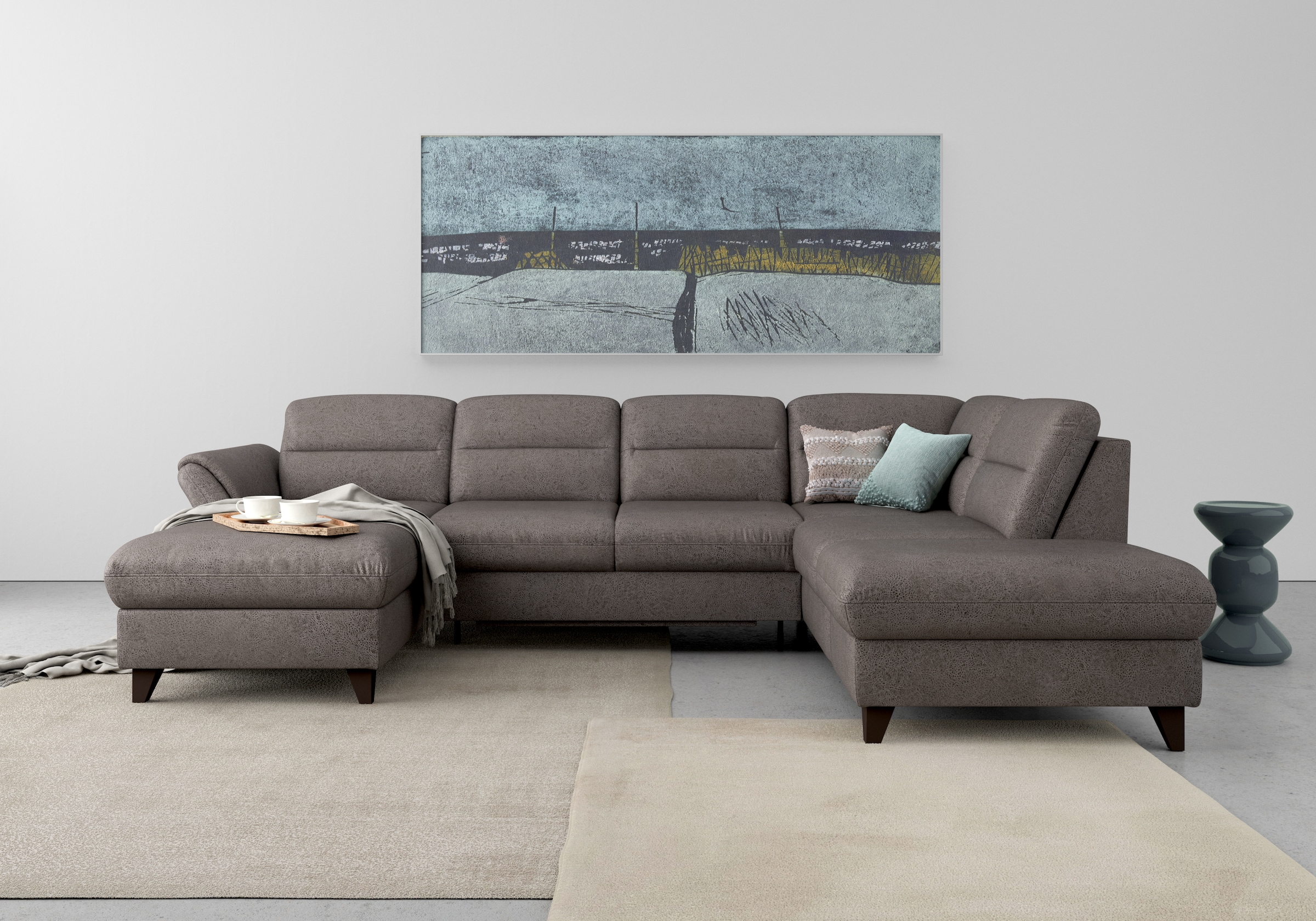 sit&more Wohnlandschaft "Mellum U-Form" Federkern, wahlweise mit Schlaffunktion, Stauraum und Armteilfunktion
