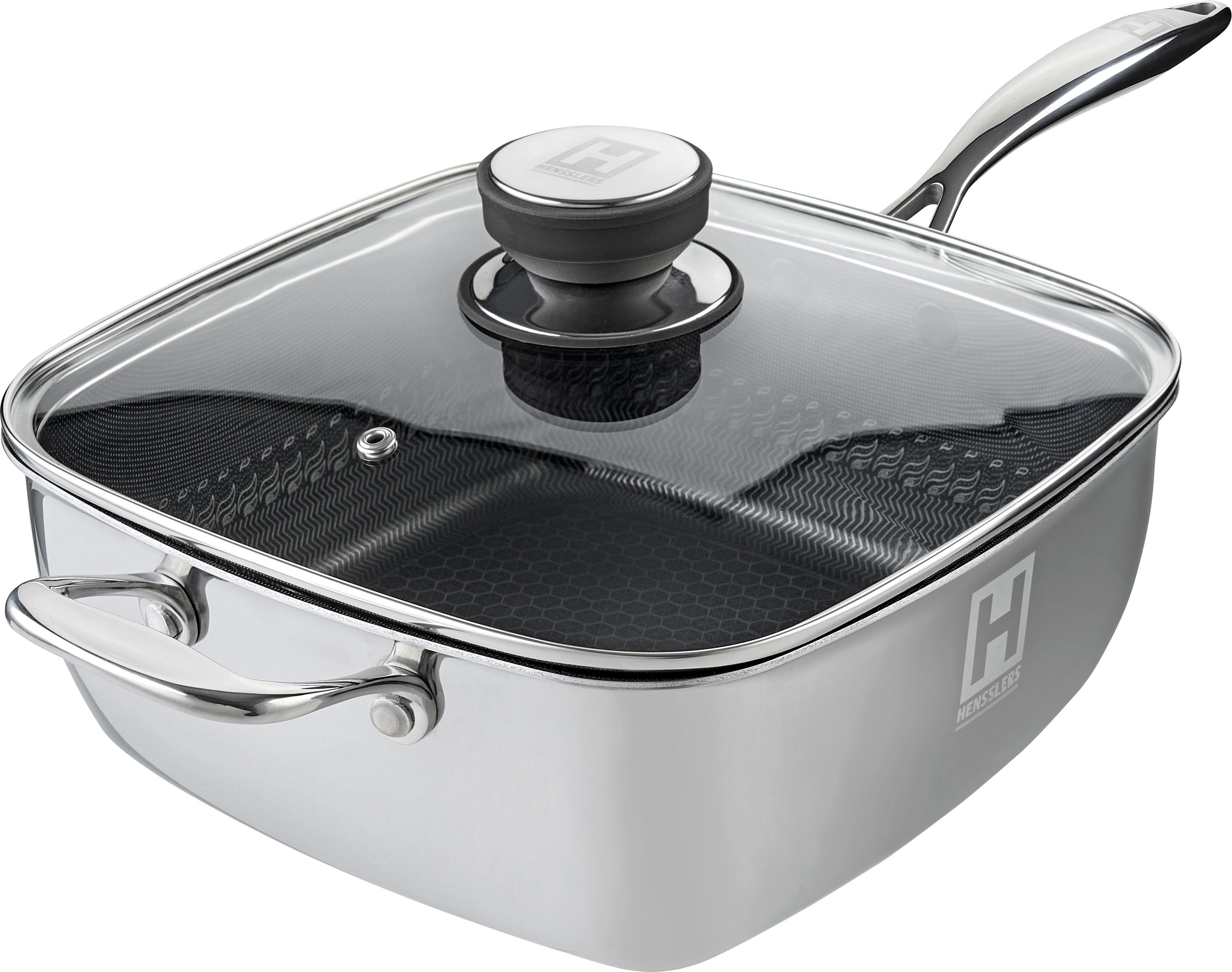 HENSSLERS Servierpfanne "HENSSLERS Edelstahl Viereck-Hochrandpfanne mit Gla günstig online kaufen