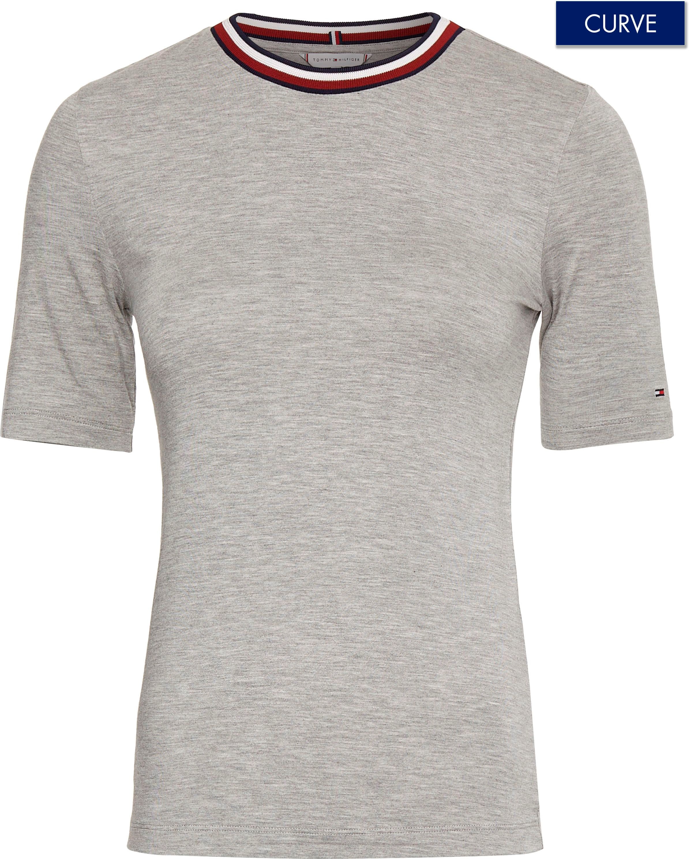 SLIM Markenlabel T-Shirt kaufen PLUS »CRV Tommy GLOBAL BAUR Hilfger Tommy C-NK SIZE | Curve Hilfiger SS«, STRIPE CURVE,mit