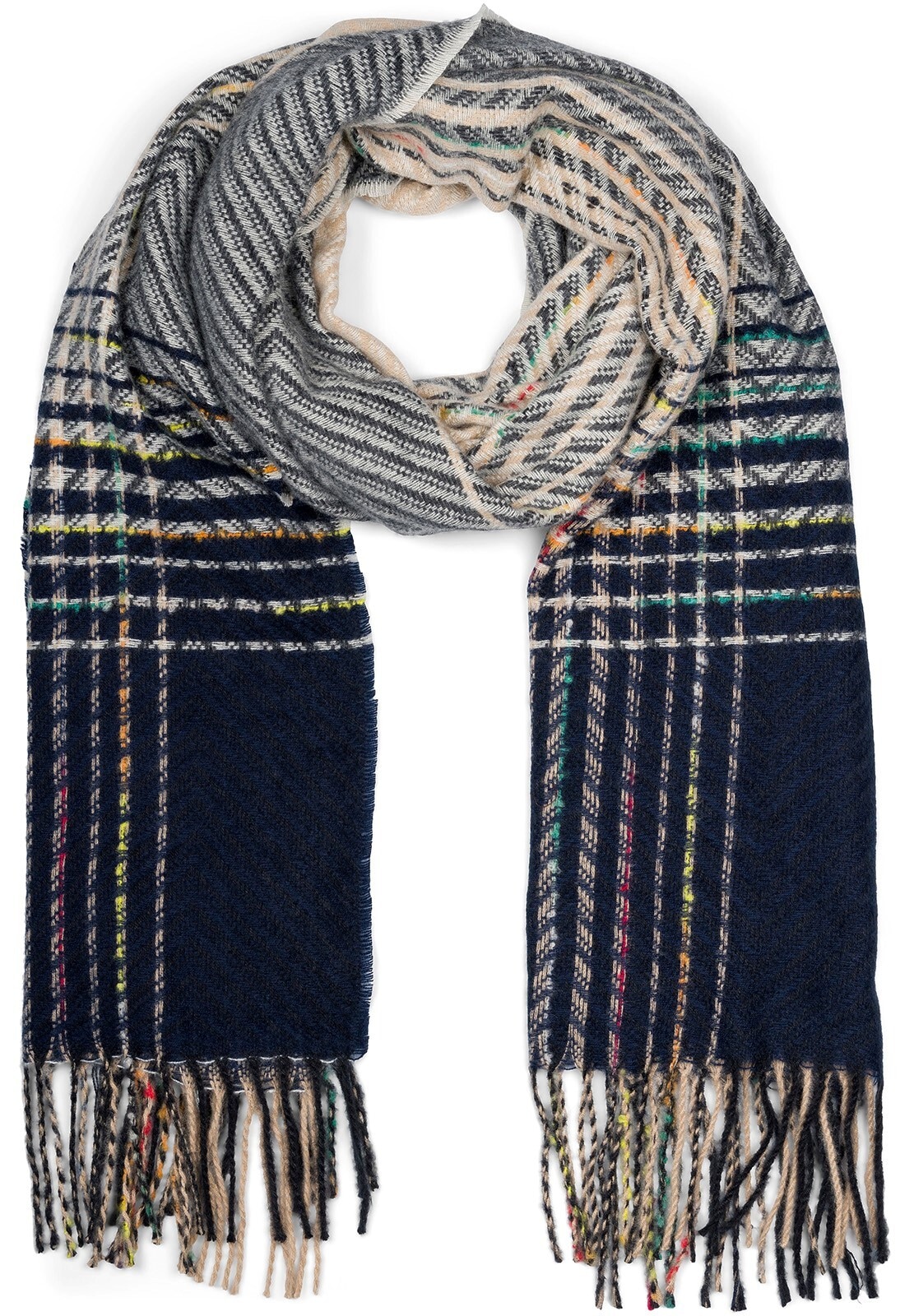 styleBREAKER Strickschal "Feinstrick Schal Zick-Zack gestreift" 1 Stk.