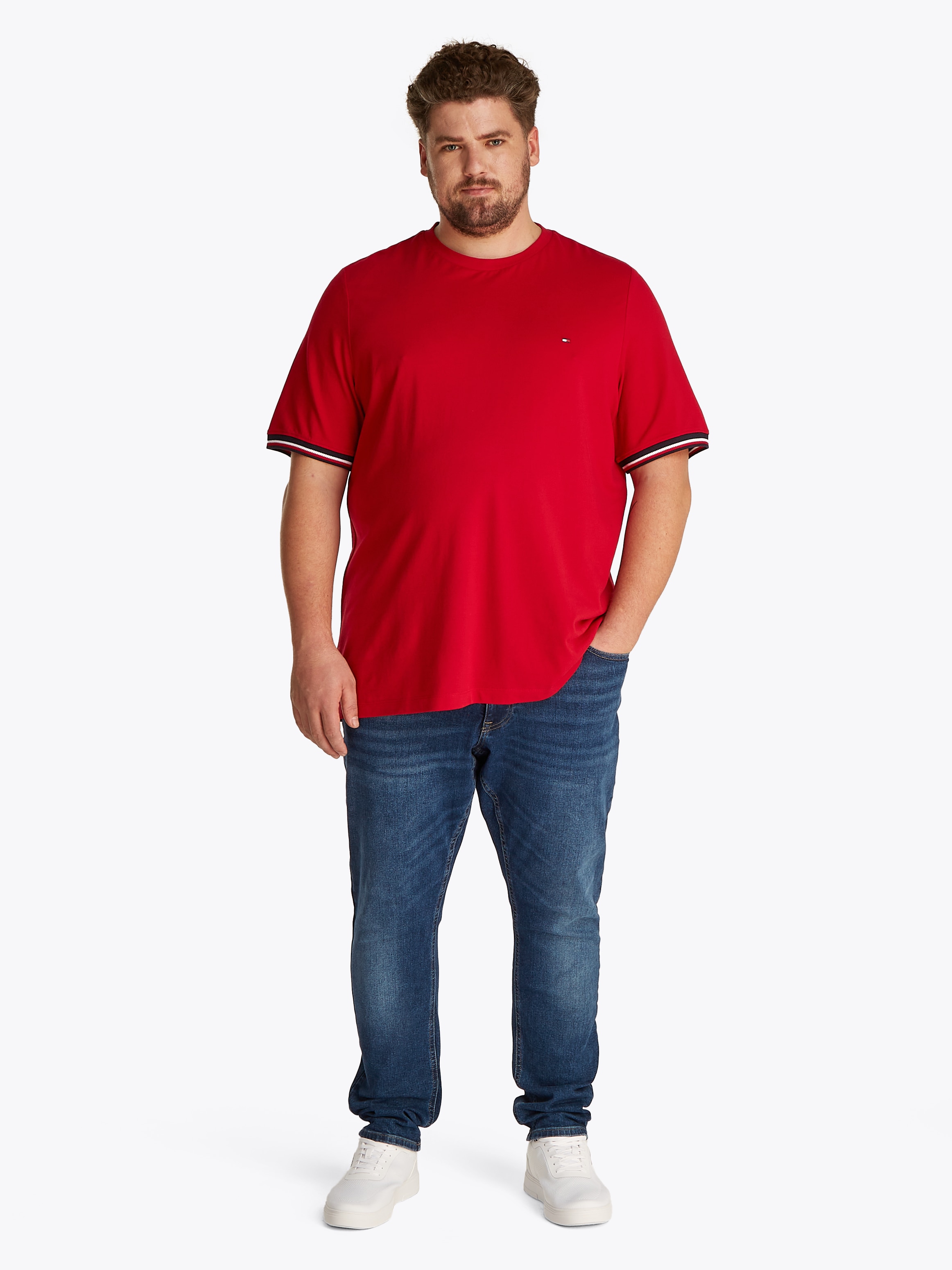 Tommy Hilfiger Big & Tall T-Shirt »BT-GLOBAL STRIPE CUFF TEE-B«, Große Größen