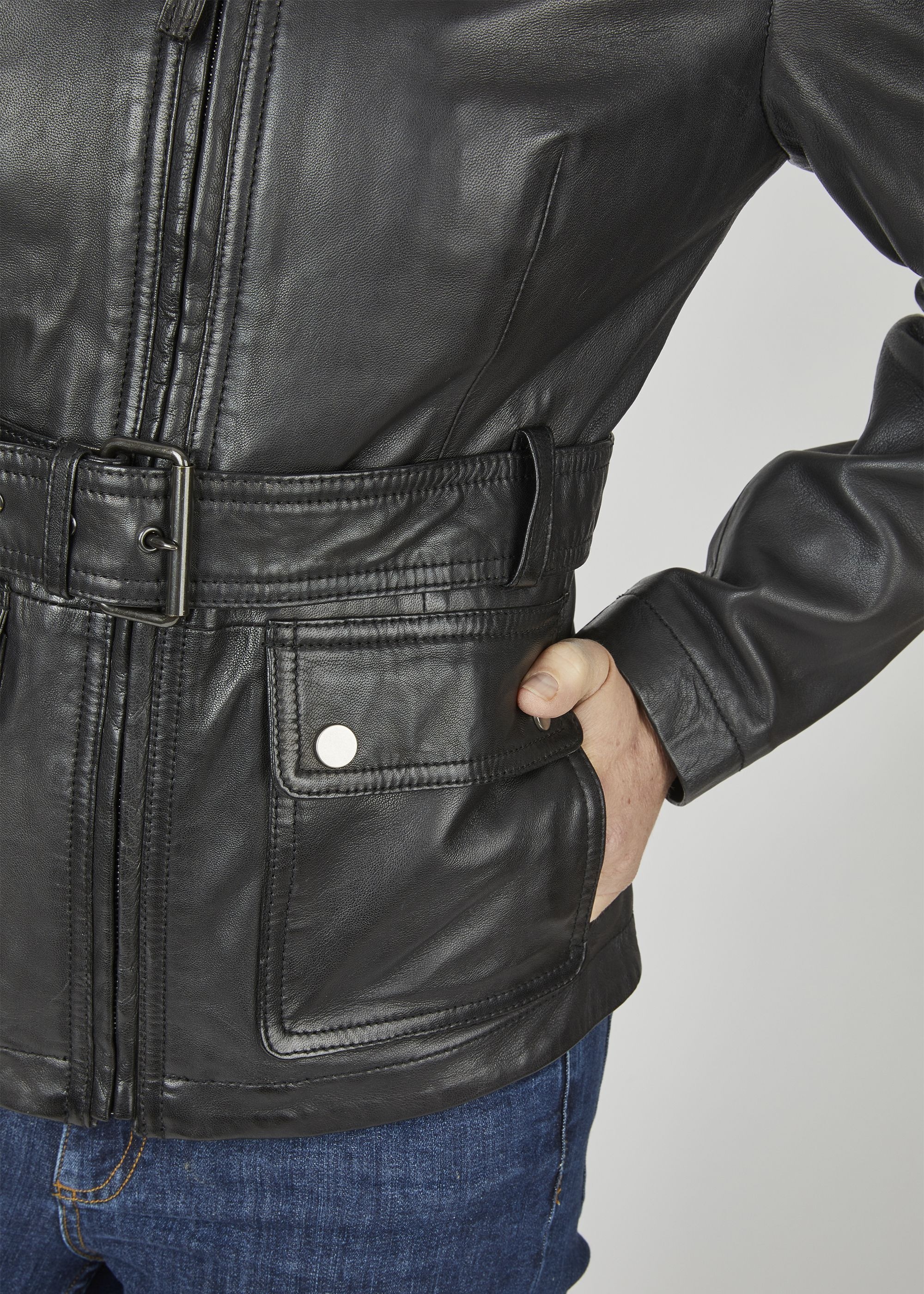 7eleven Lederjacke »SEKATE« ohne Kapuze mit Ziersteppungen