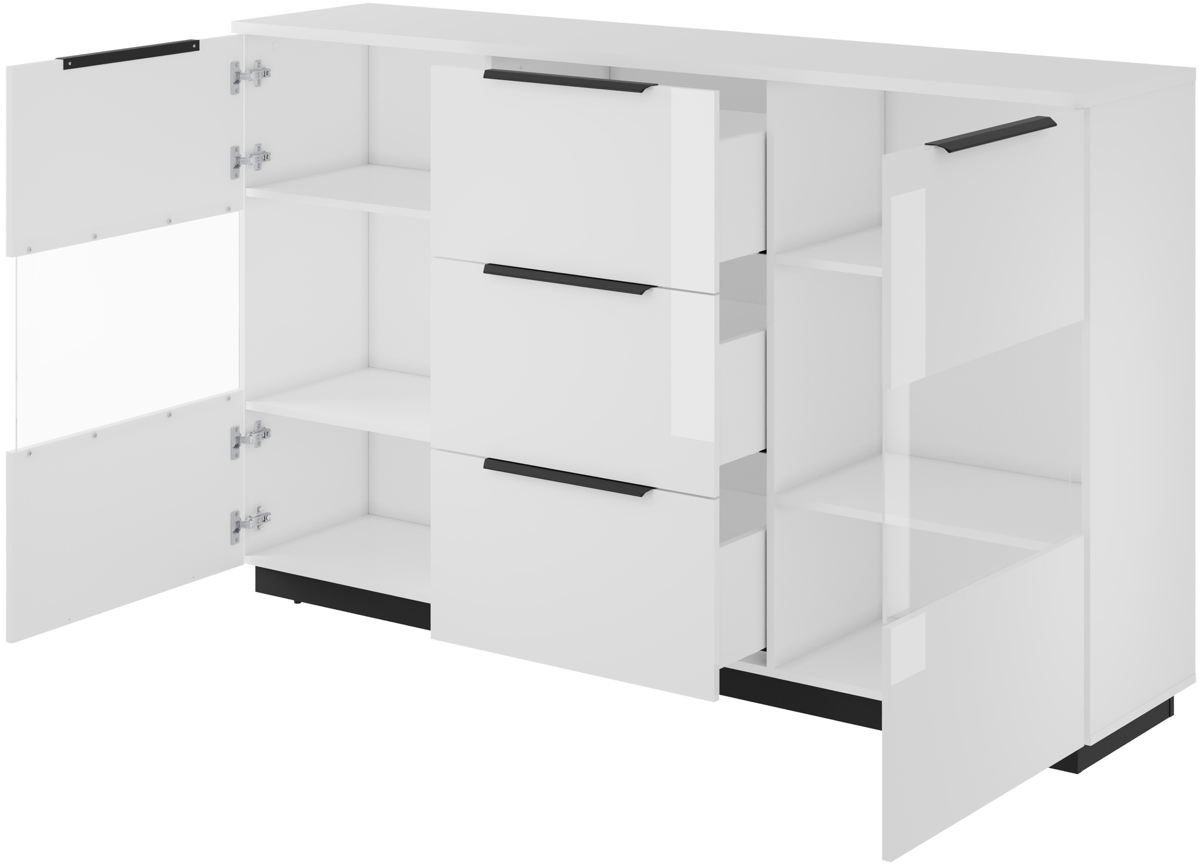 Home affaire Highboard »Tuluza, Breite 180 cm, moderne Hochkommode mit geräumiger Stauraum« Hochkommode mit 3 Schubladen, 6 Fächern, Glastüren, Hochglanzfront