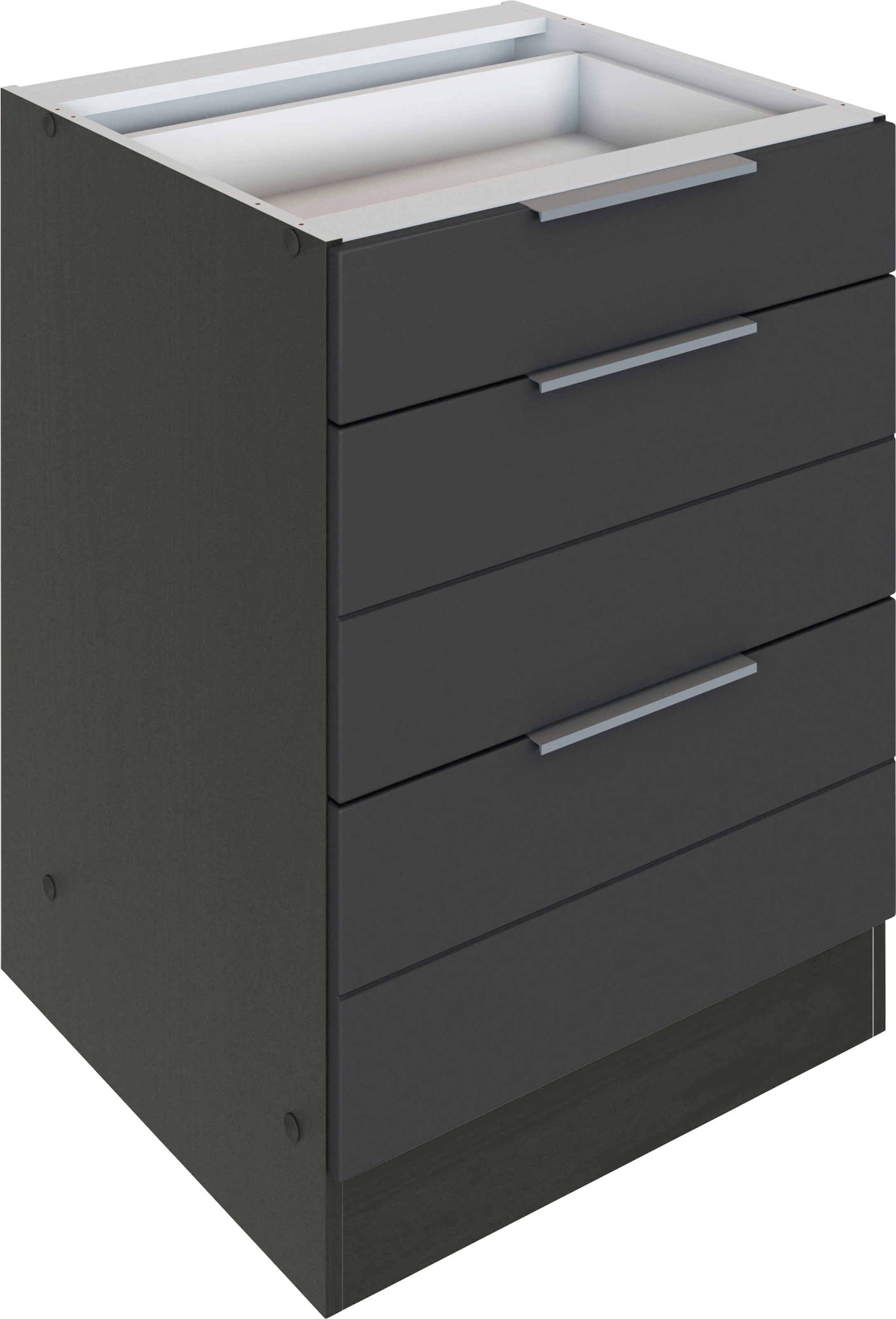 KOCHSTATION Auszugsunterschrank "KS-Luhe", 60 cm breit, hochwertige MDF-Fronten mit waagerechter Lisene