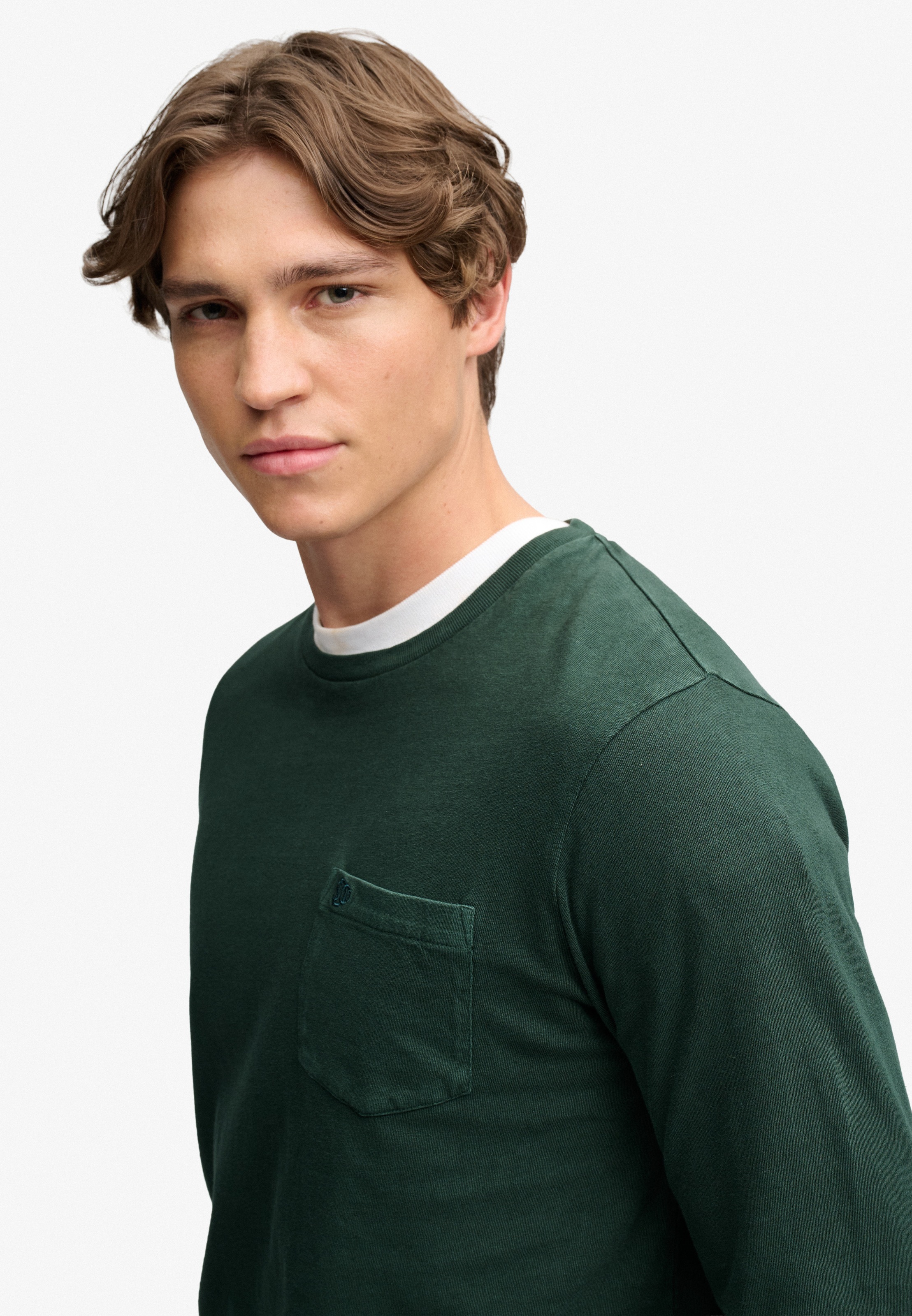 Superdry Langarmshirt »COTTON LINEN L/S POCKET TOP« aus Baumwolle und Leinen, Relaxed Fit, mit Rundhalsausschnitt