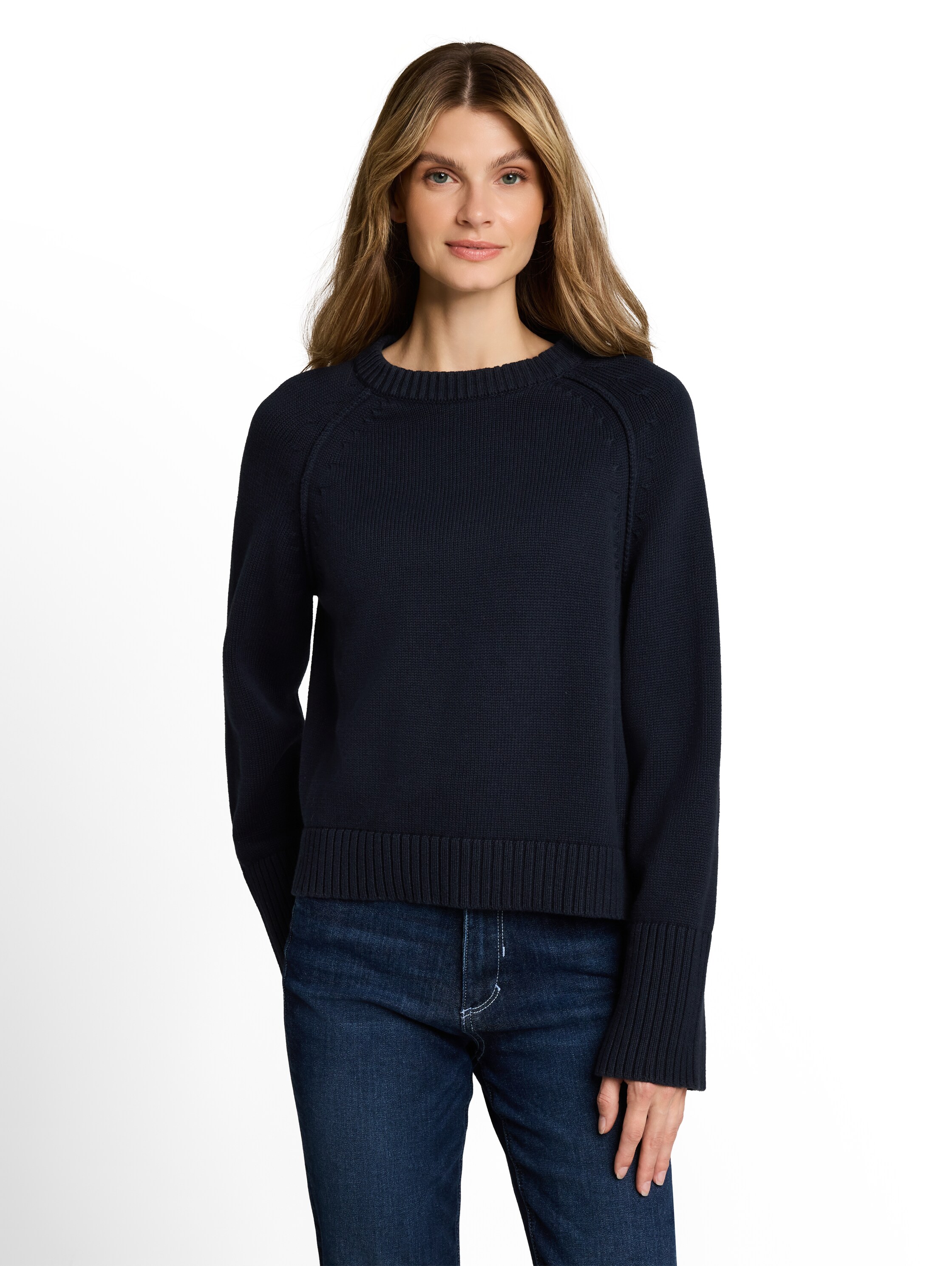 TOM TAILOR Strickpullover "Loose" mit Rundhals / Baumwolle / Loose Fit