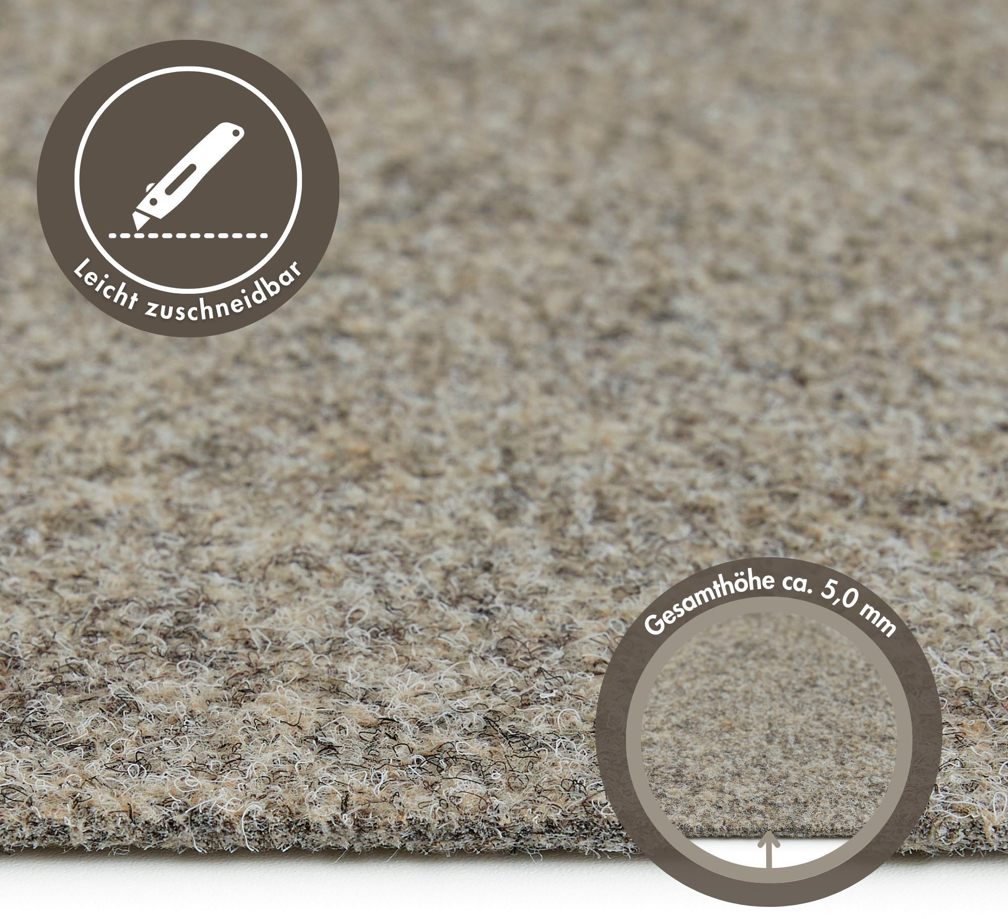 Teppichboden ANDIAMO "Invita, Nadelvlies, Gesamthöhe 5 mm, Made in Belgium", beige (sand), B:200cm L:300cm, Kunstfaser, Teppiche, melierte Optik, Breite 200 cm oder 400 cm, robust & strapazierfähig 2