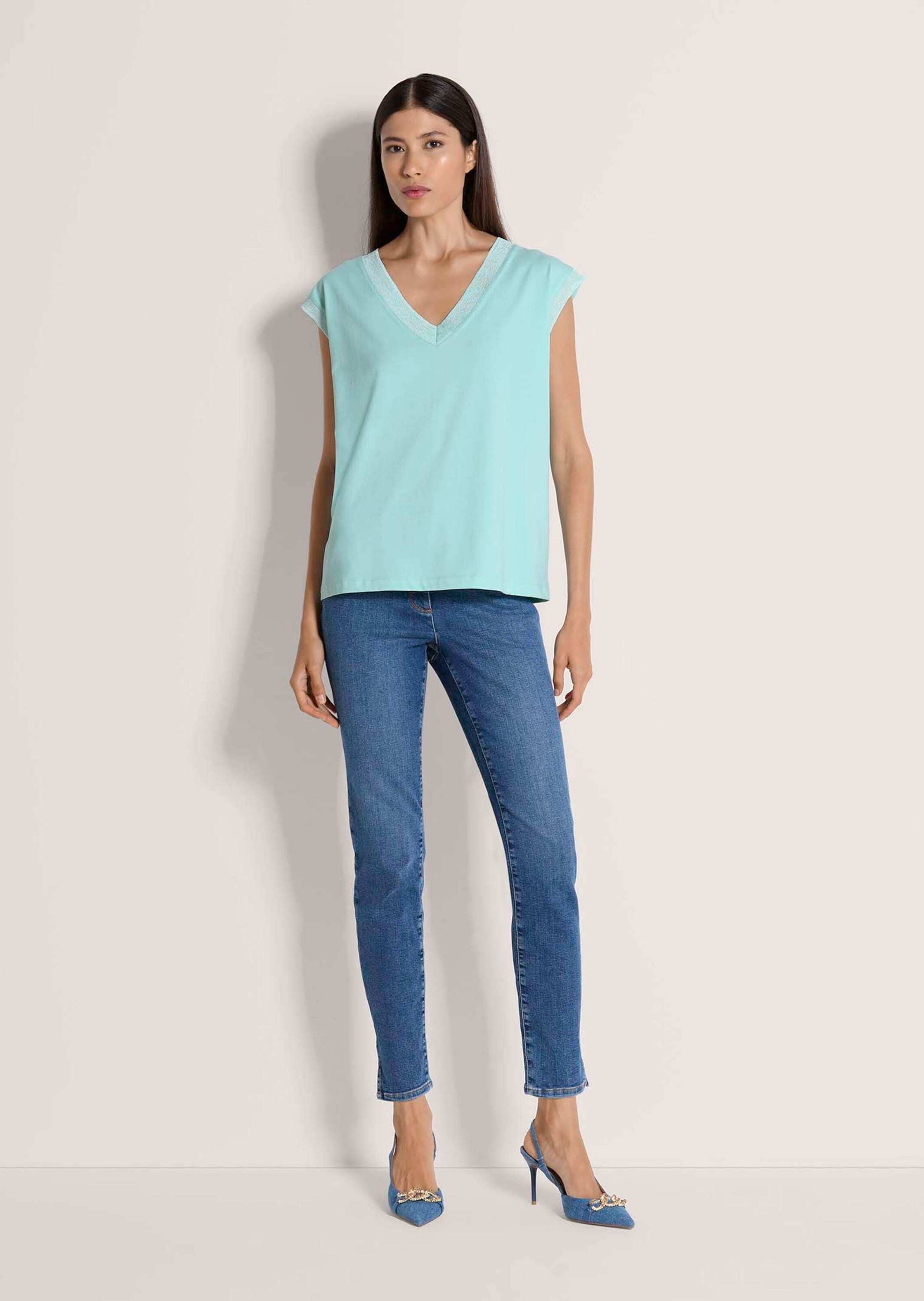 MADELEINE »Jerseyshirt Sommershirt mit Rippenbändern« Breites Rippenband