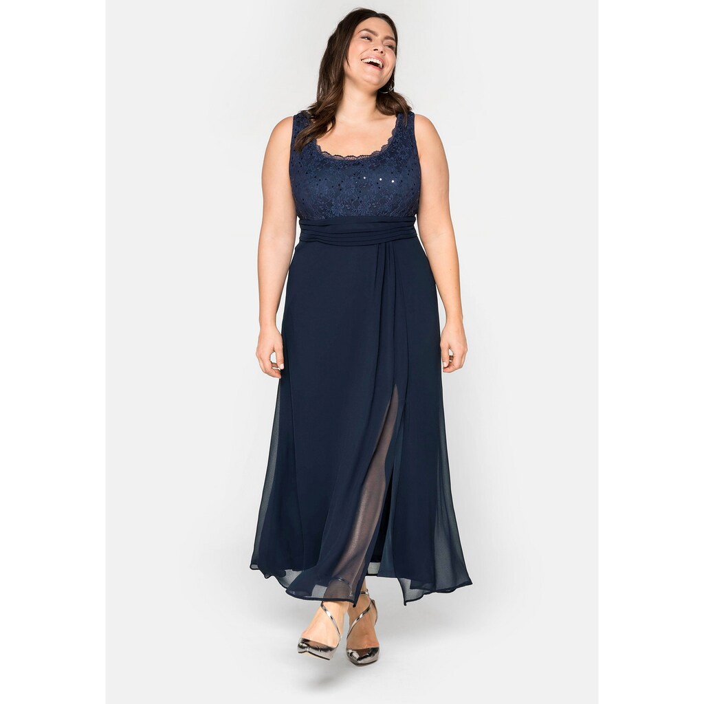 Damenmode Abendmode Sheego Abendkleid »Kleid«, mit floraler Spitze blau