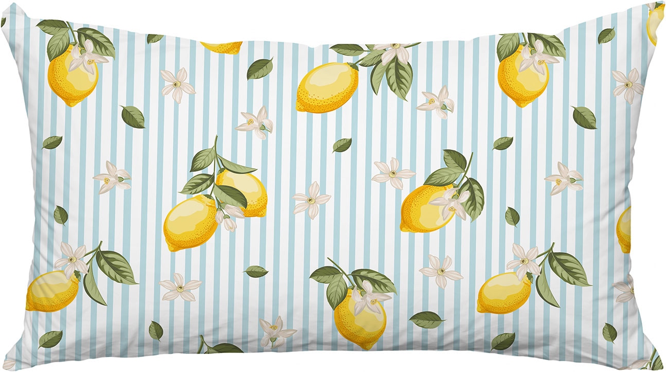 queence Dekokissen "Zitronen Hellblau" Premium Outdoor Kissenbezug; Format: 60x40 cm