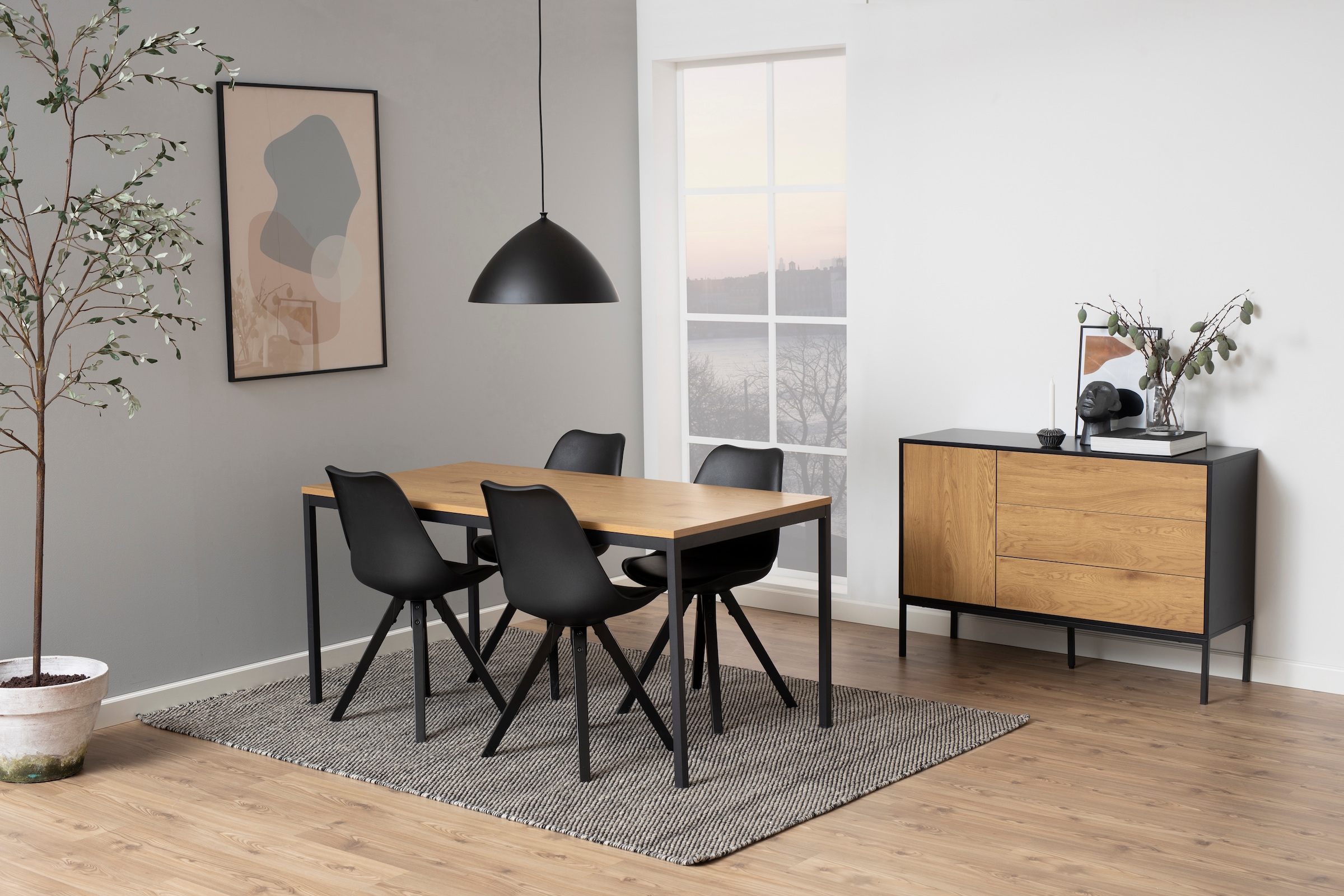ACTONA GROUP Esstisch, mit Gestell aus pulverbeschichtetem Metall, Breite 160 cm