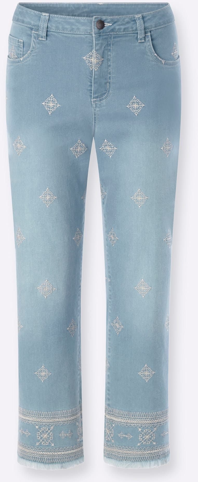 7/8-Jeans INSPIRATIONEN, Damen, Gr. 44, Normalgrößen, blau, bleached, 98% Baumwolle, 2% Elasthan, unifarben, 7/8-Länge, Jeans 3