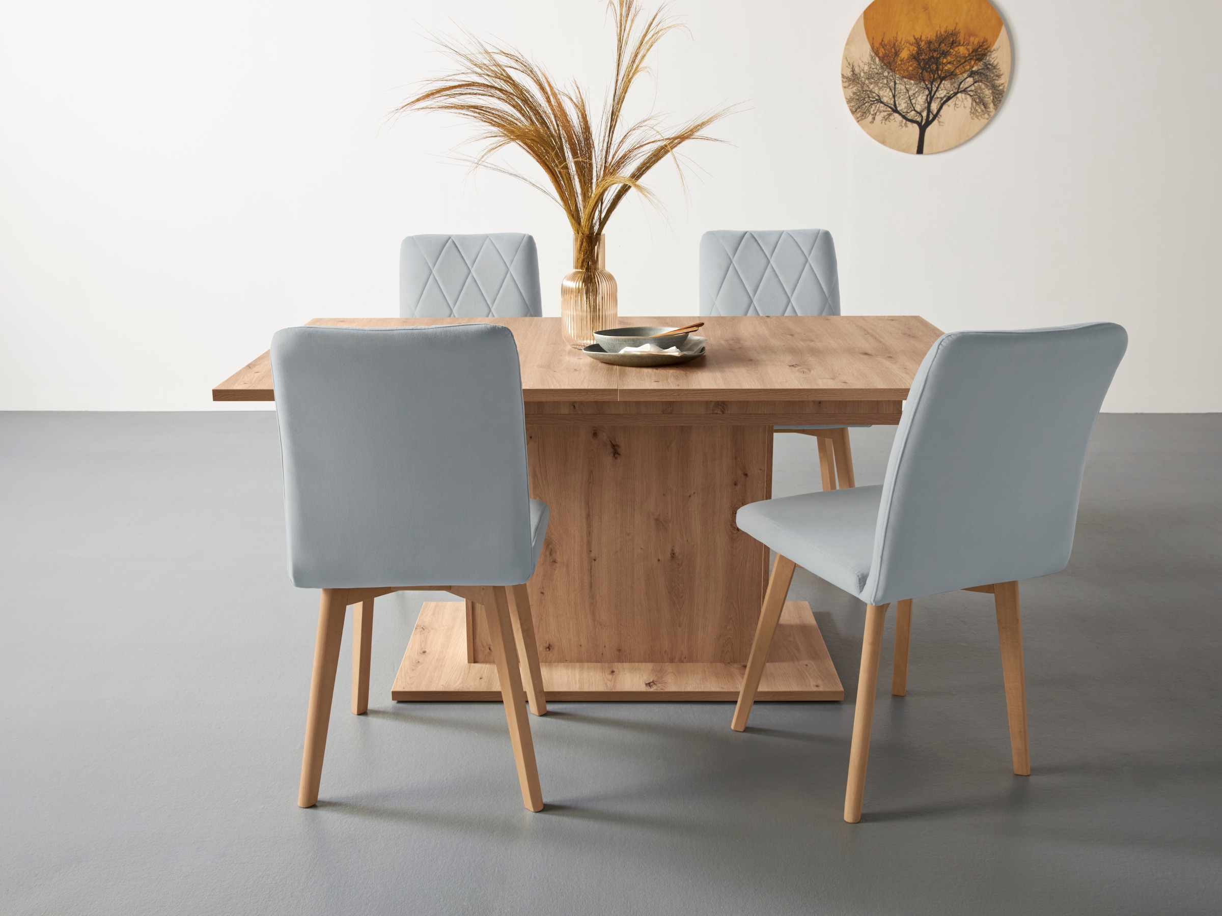 Home affaire 4-Fußstuhl "Brest" (Set) 2 Stk.Sitz und Rücken gepolstert, Rau günstig online kaufen