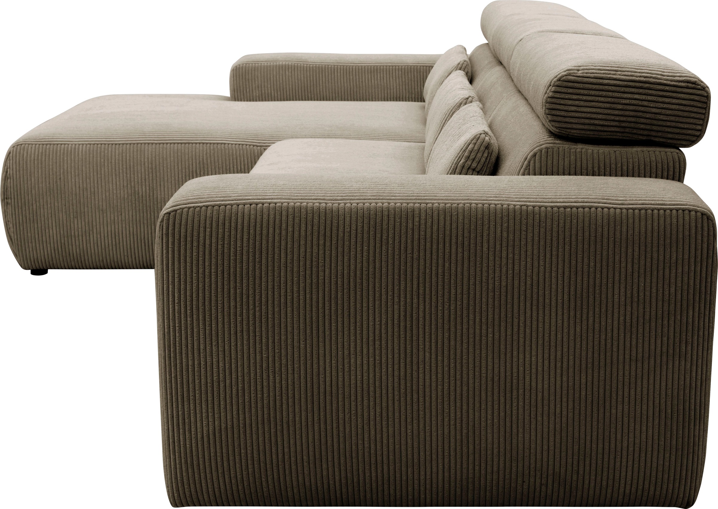 DOMO collection Ecksofa »Brandon große Ausführung B/T/H: 289/177/80 cm, auch in Leder und Cord«, mit Kopfteilverstellung, wahlweise Sitztiefenverstellung, L-Form