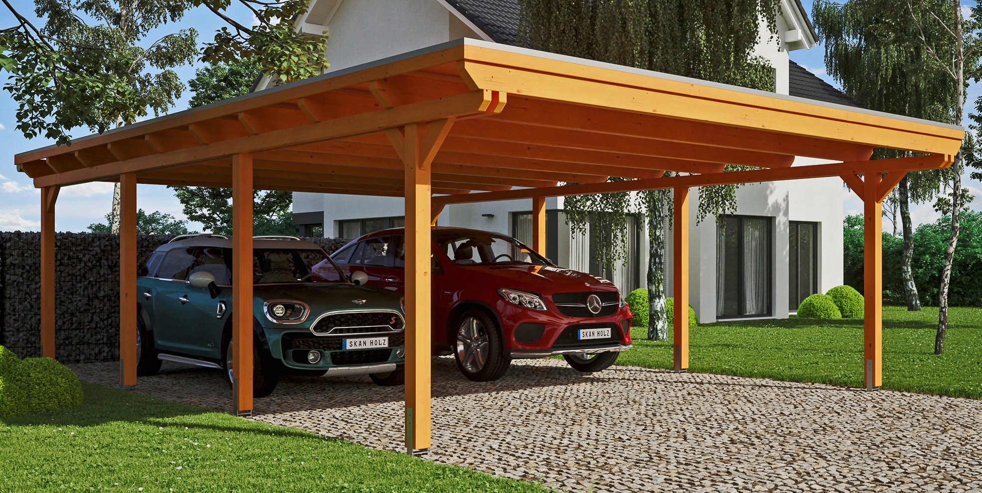 Doppelcarport SKANHOLZ, braun, Carports, "Emsland"