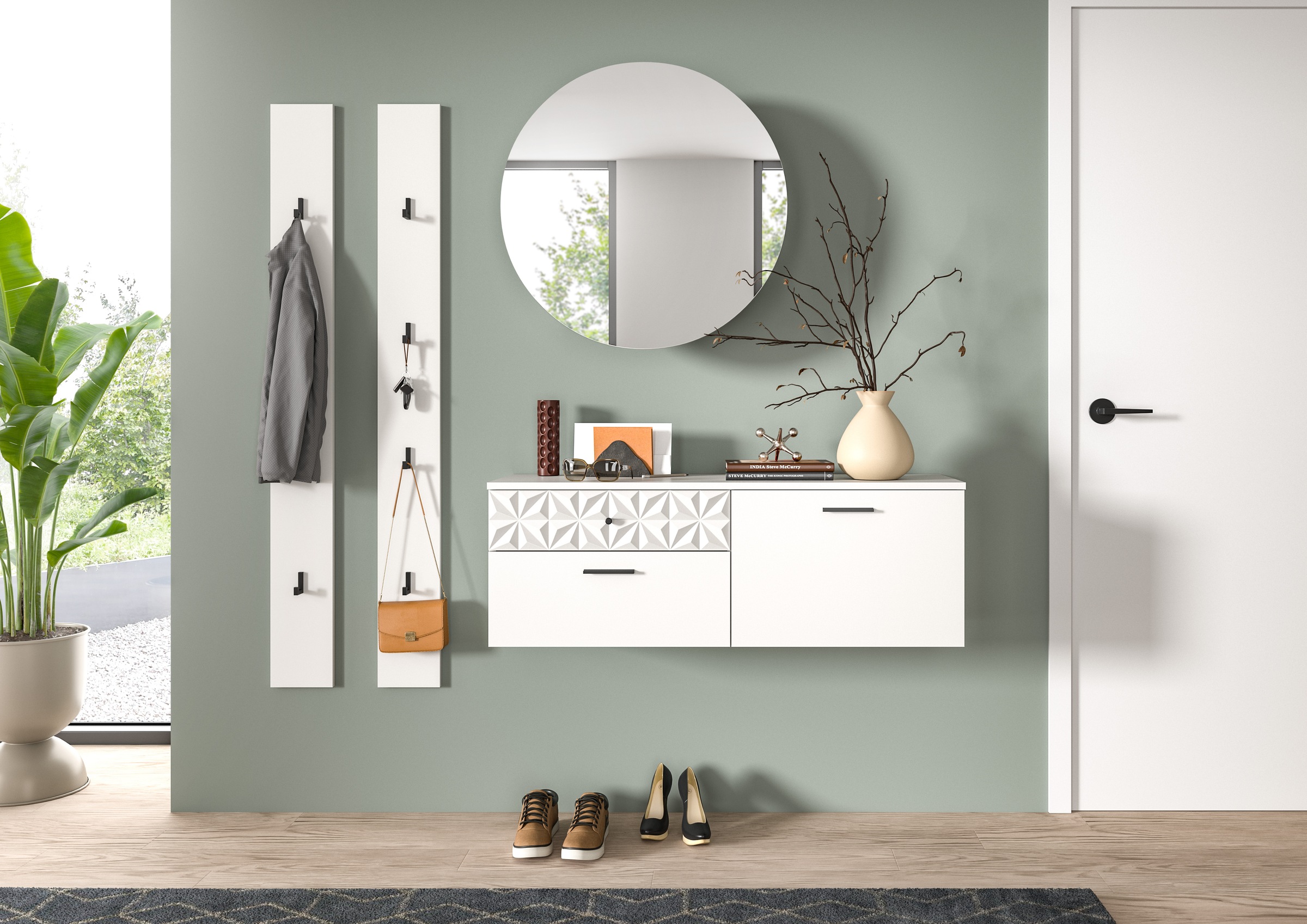 Home affaire Garderoben-Set "VICENZA, 4-tlg., mit foraler Ornamentabsetzung günstig online kaufen