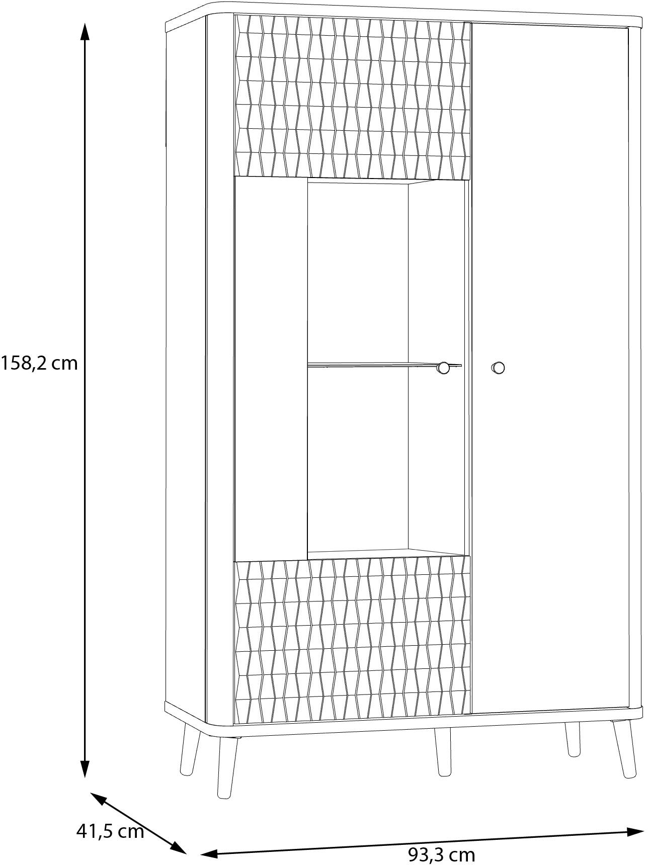 FORTE Highboard »Fixsmile«, moderes Highboard, Glastüre, Softclose, Strukturfront