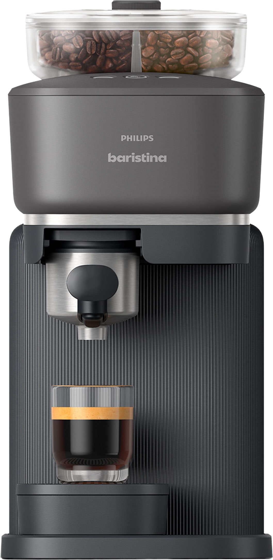 PHILIPS baristina Espressomaschine »mit Bean swap BAR320/60 mit Mahlwerk für ganze Bohnen« Doppelter Bohnenbehälter, 16 bar Pumpendruck, Schwarzgrau