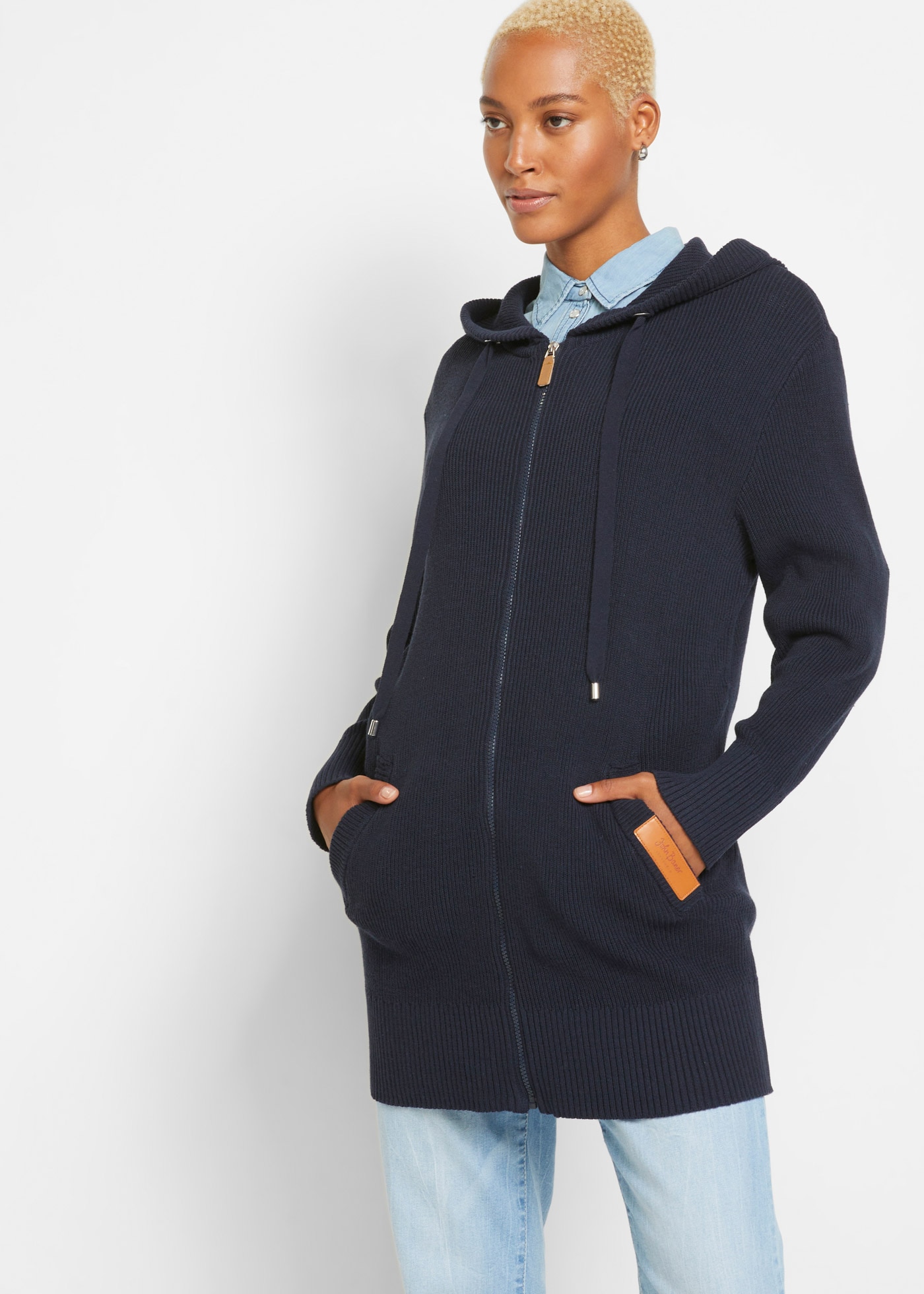 bonprix aus Baumwollmischung, Oversize Passform, mit Kapuze, unifarben