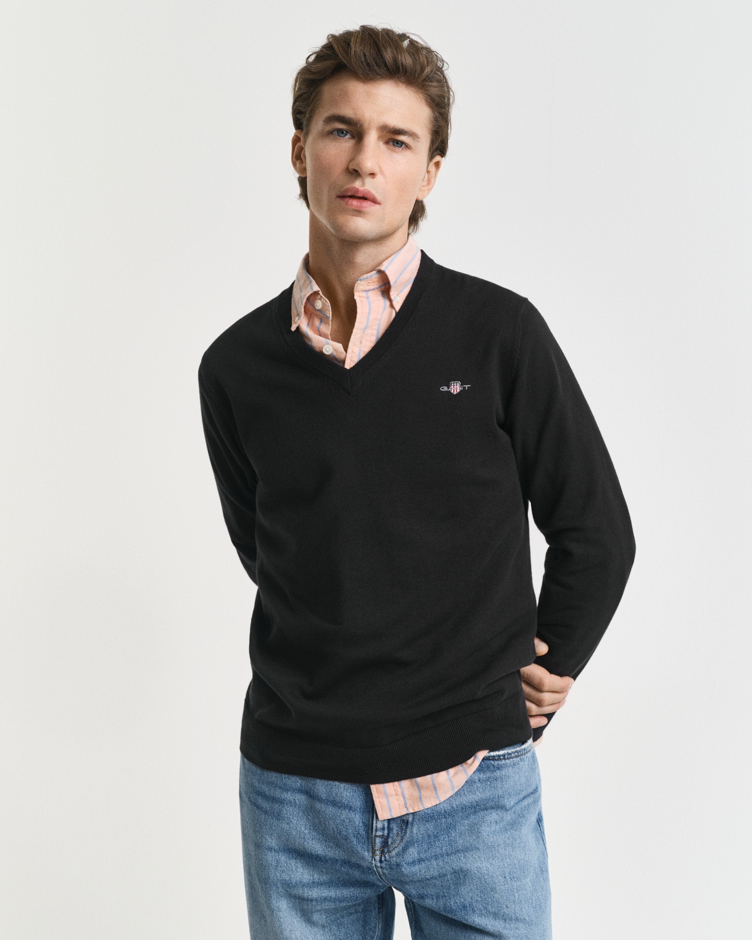 Gant V-Ausschnitt-Pullover "Classic Cotton V-Neck" Premium Strickjersey aus günstig online kaufen