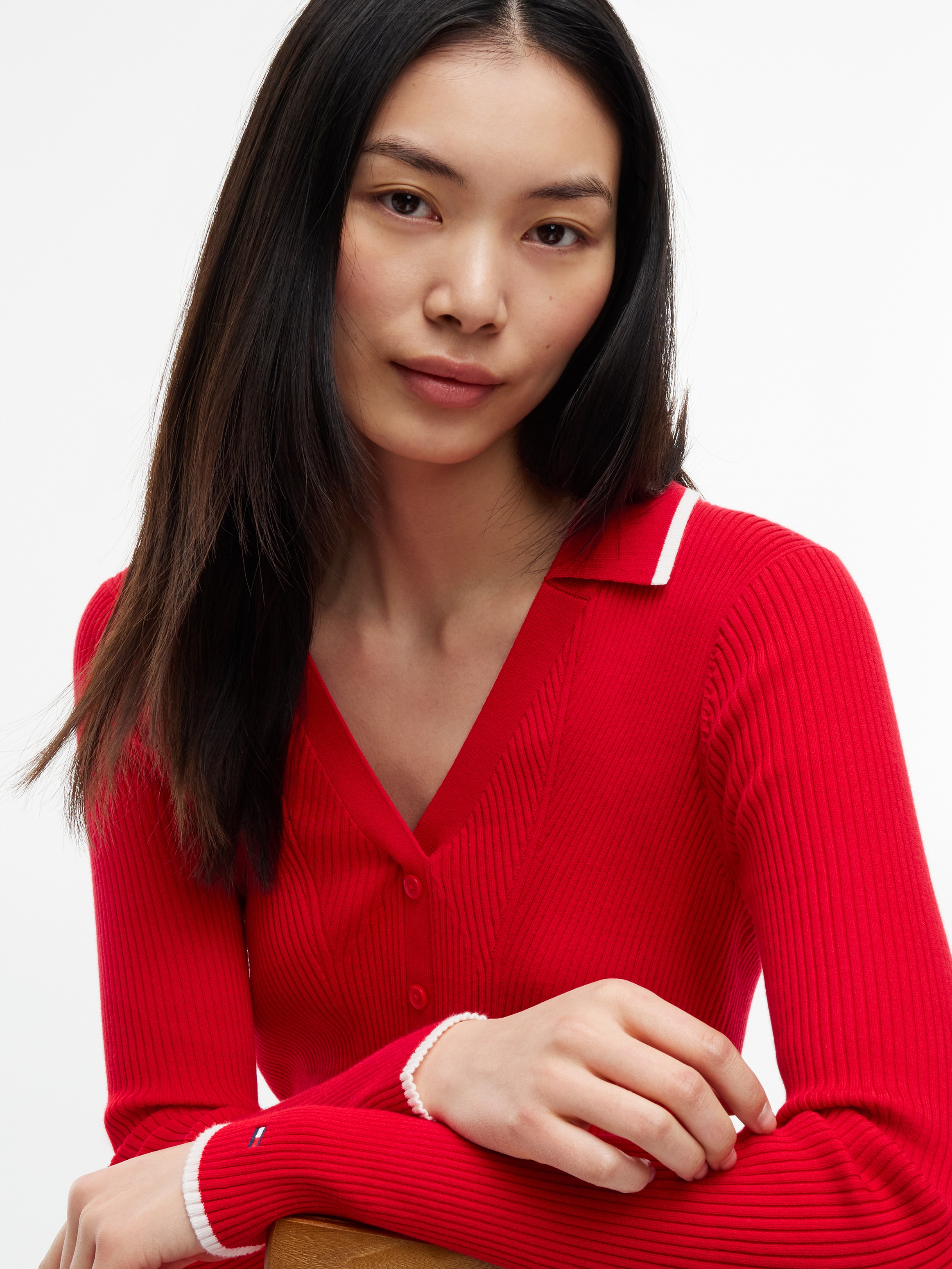 Tommy Jeans Sweatkleid »TJW SWEATER FLARE POLO DRESS« Baumwollmischung, in ausgestellter Form