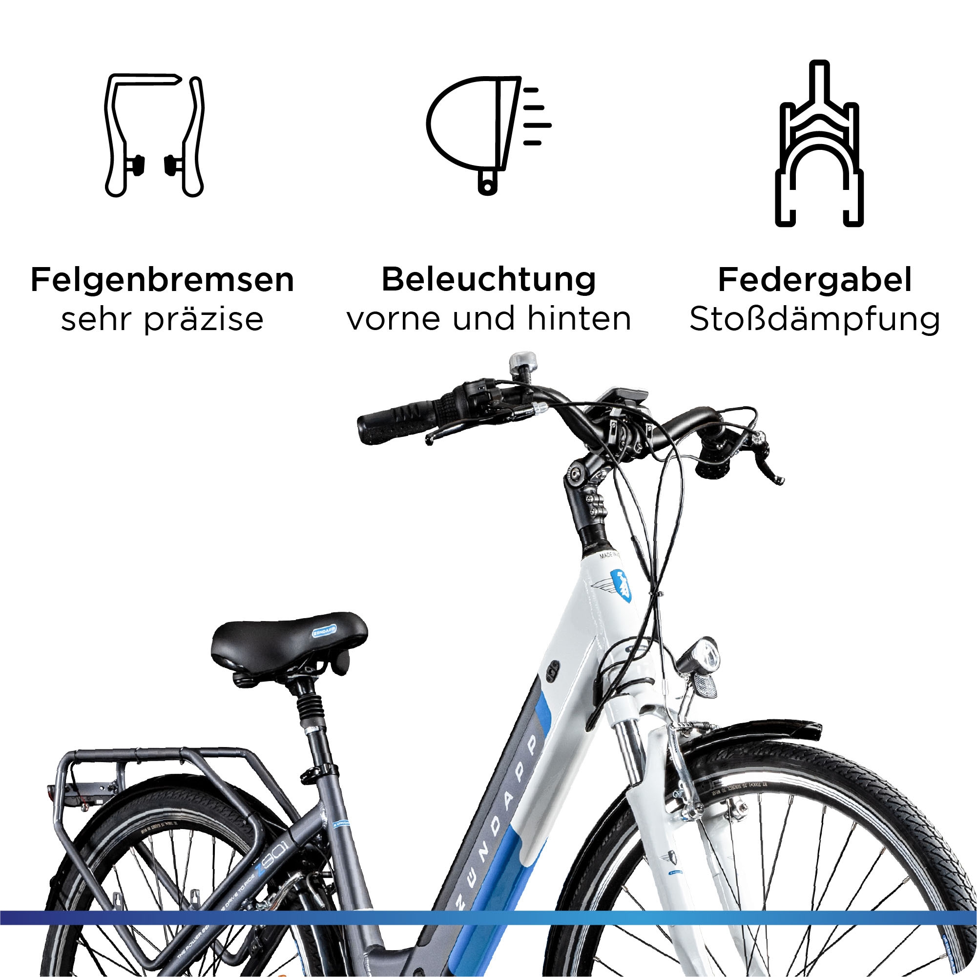 Zündapp E-Bike »Z901«, 7 Gang, Shimano, Tourney RD-TY300, Mittelmotor 250 W, Pedelec, Elektrofahrrad für Damen u. Herren