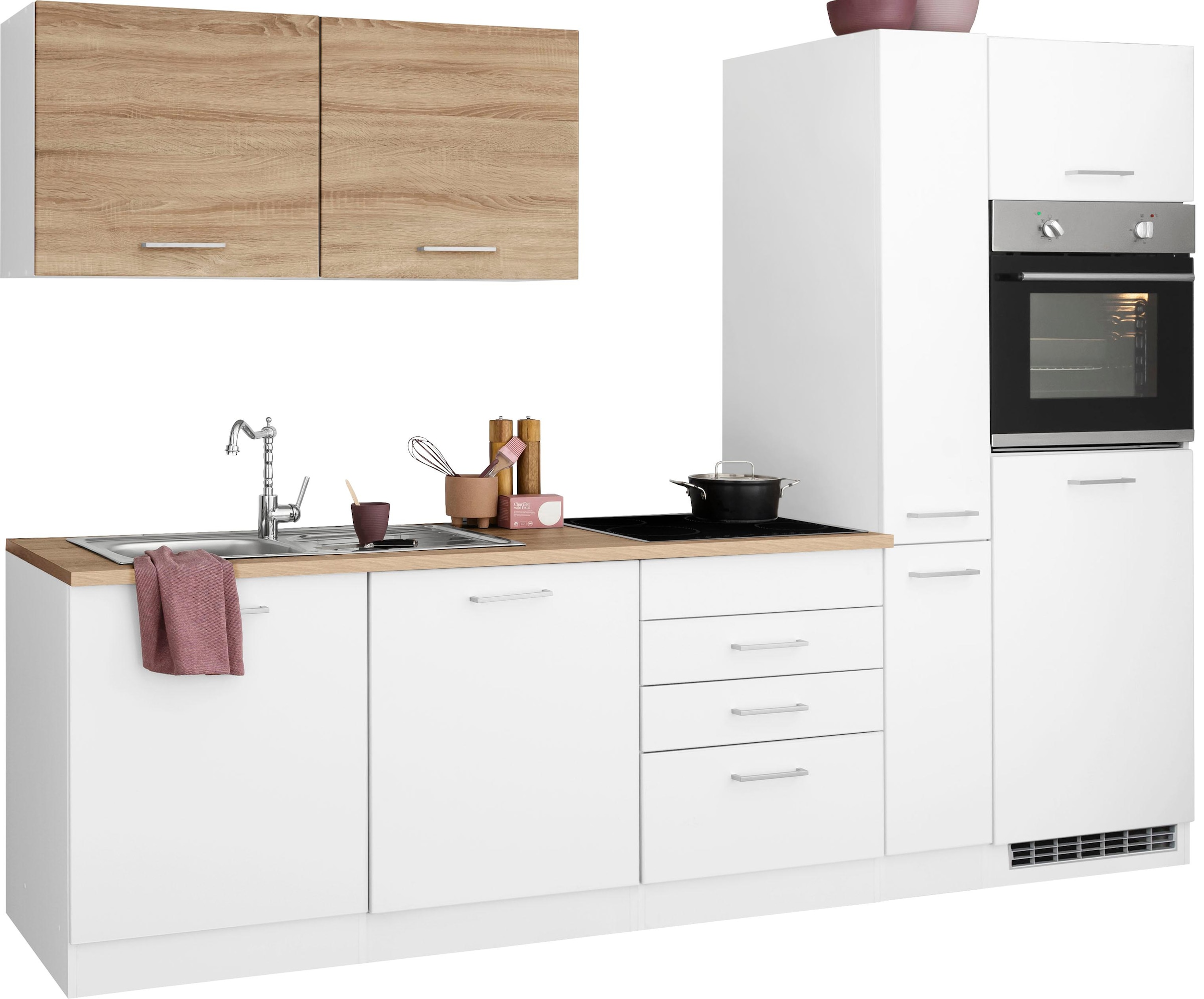 KOCHSTATION Küchenzeile »KS-Visby«, ohne E-Geräte, Breite 270 cm für Kühlschrank und Geschirrspüler