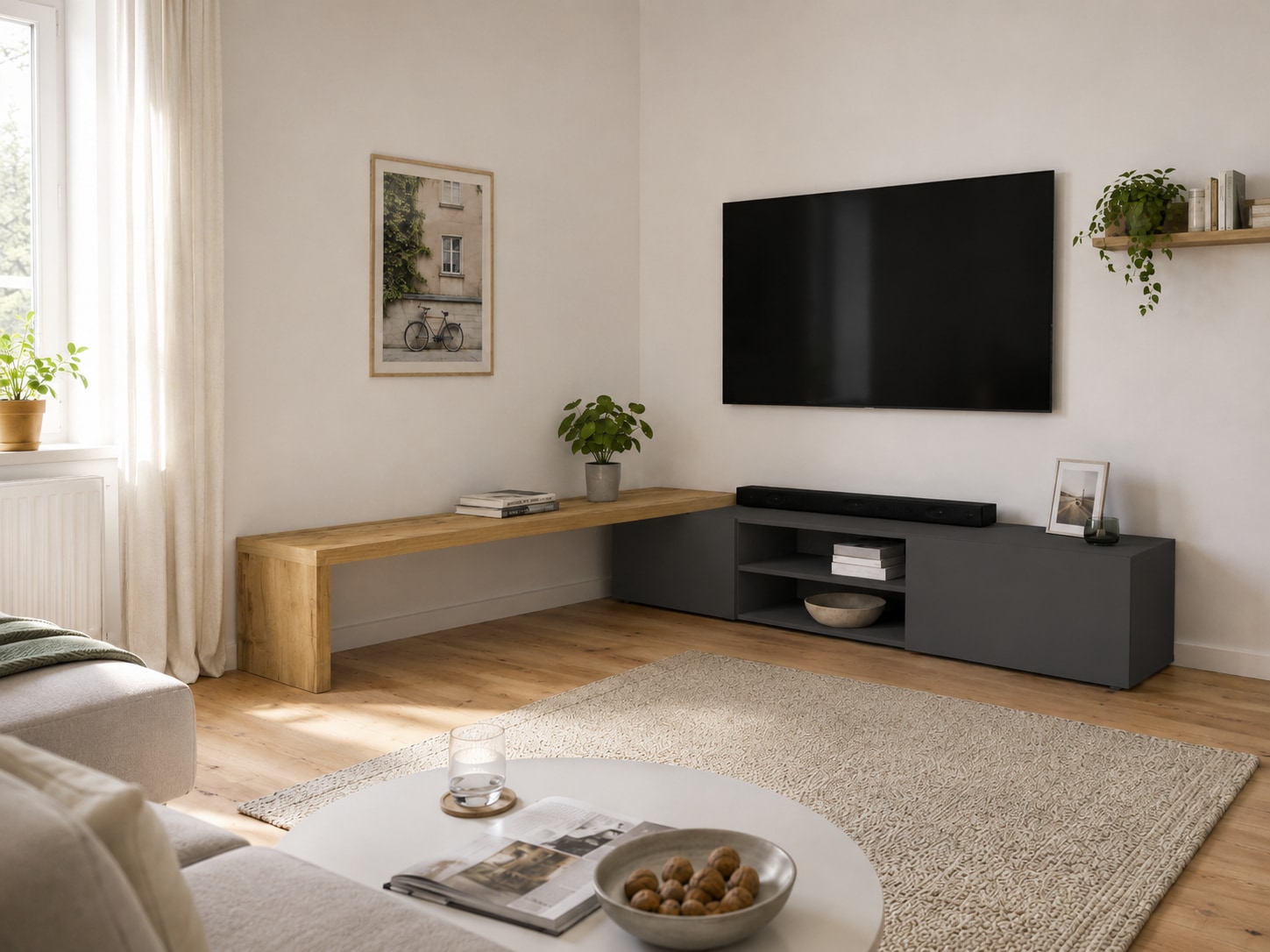 OTTO home Lowboard »New Garda,Lowboard mit Aufsatz,TV-Board mit Ausatz,TV-Schrank-Tv Bank« 1 Stk. tlg. Breite verstellbar v. 183 bis 310 cm,2 Klappen  und L-Förmiger Aufsatz