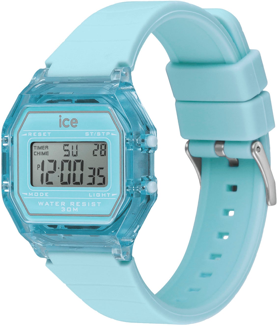ice-watch Chronograph »ICE digit retro - Clear - Small«, Armbanduhr, Quarzuhr, Damenuhr, Silikonarmband, Datum, digital