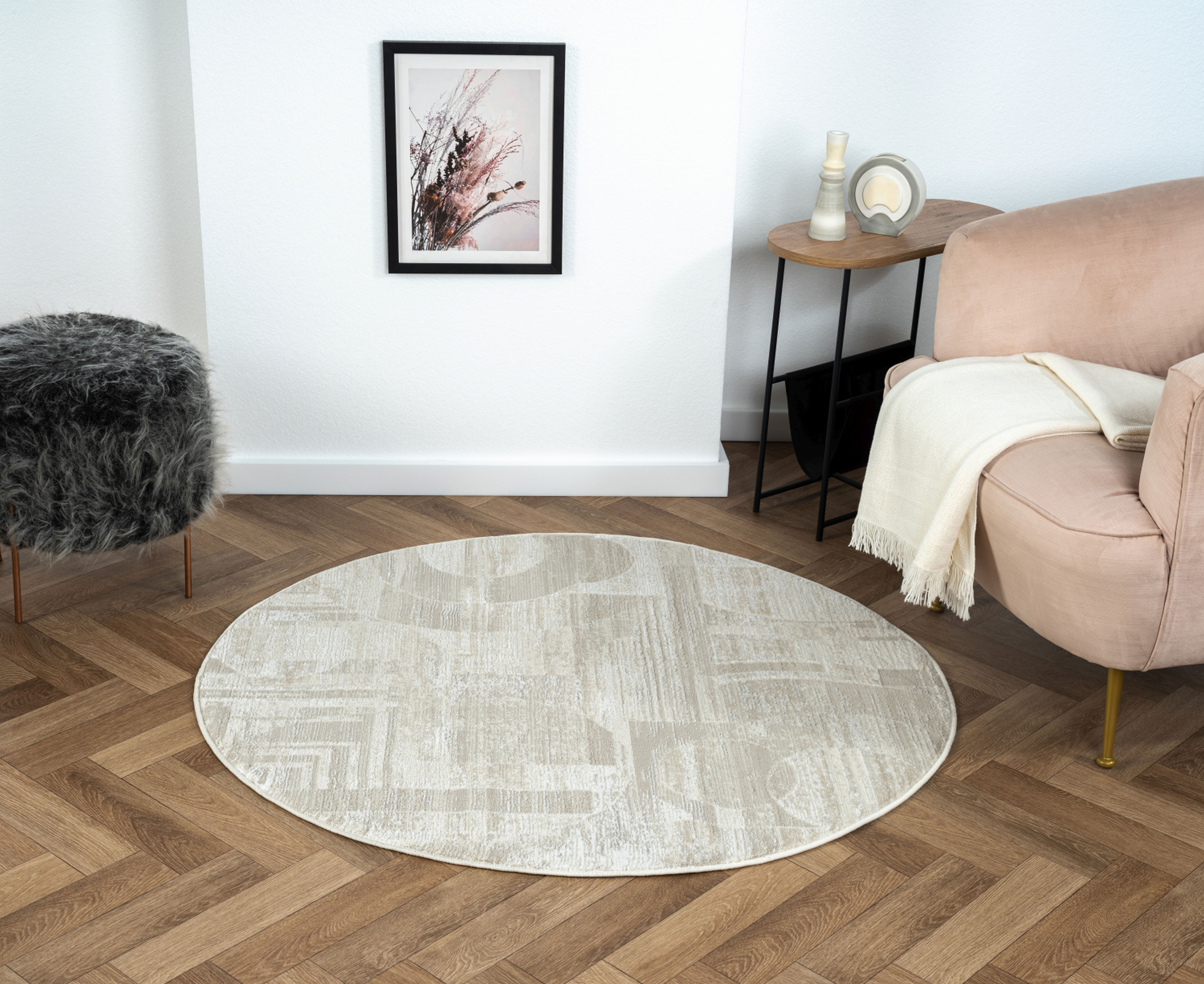 Myflair Möbel & Accessoires Teppich "My Circles" rund 10 mm Höhe Kurzflor, modernes Design, Retro-Style, besonders weich