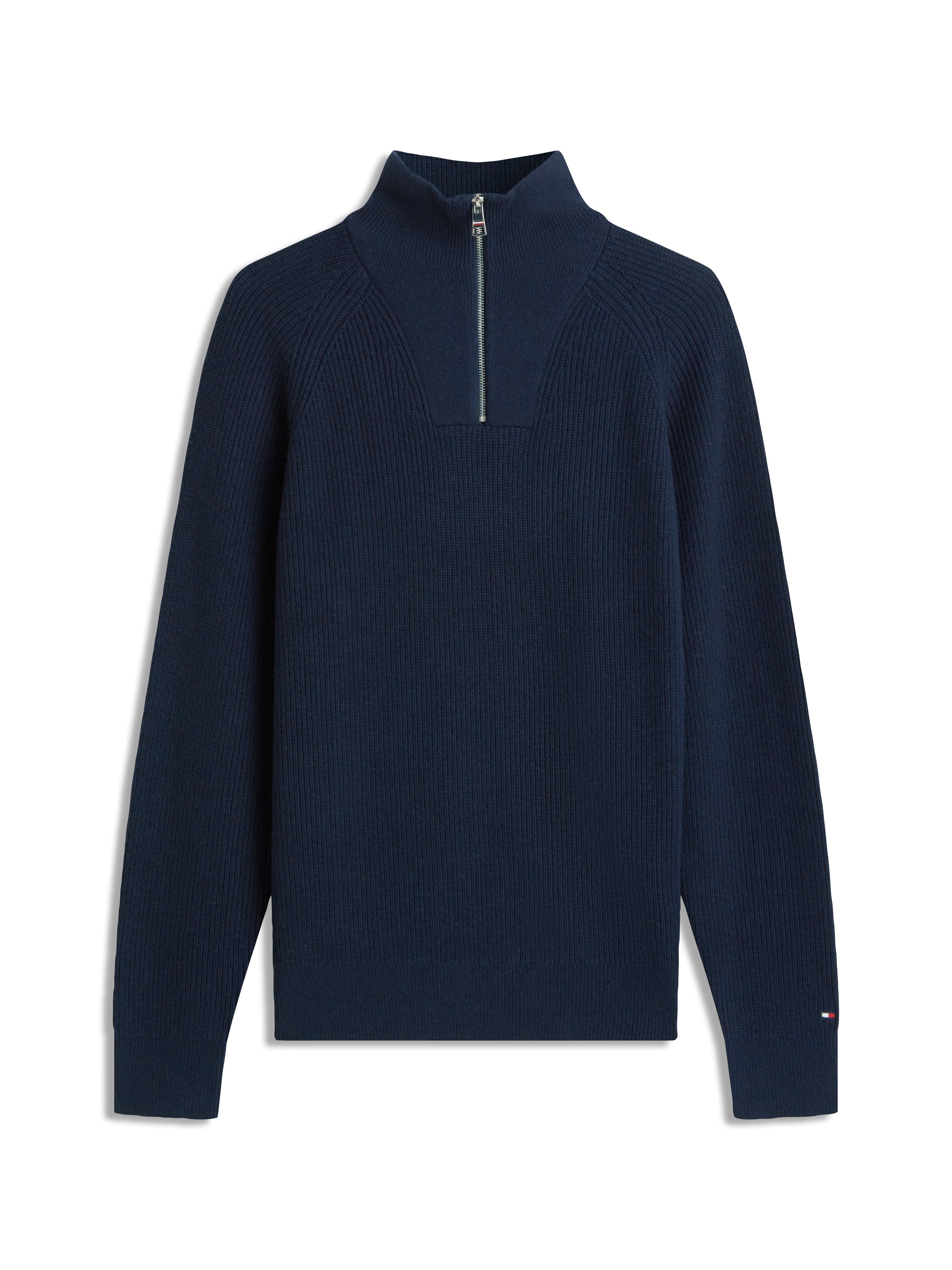 Tommy Hilfiger Fisherman Rib Zip Mock Pullover Dark Night Navy M 3