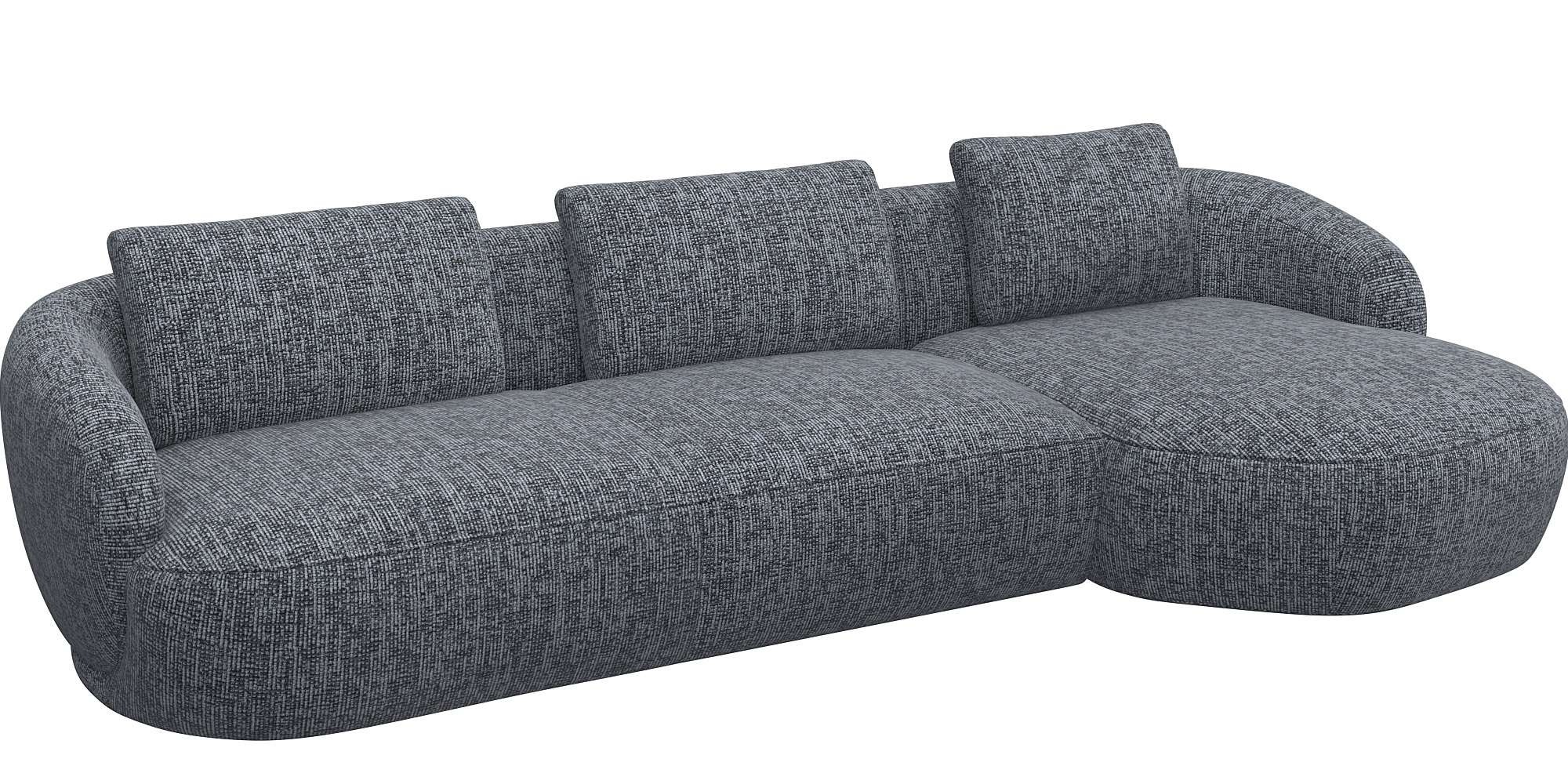 FLEXLUX Wohnlandschaft »Torino, rund, L-Form, Sofa-Ecke mit Recamiere, Longchair-Sofa«, Modernes, organisches Sofa-Design, Kaltschaum, Wellenunterfederung