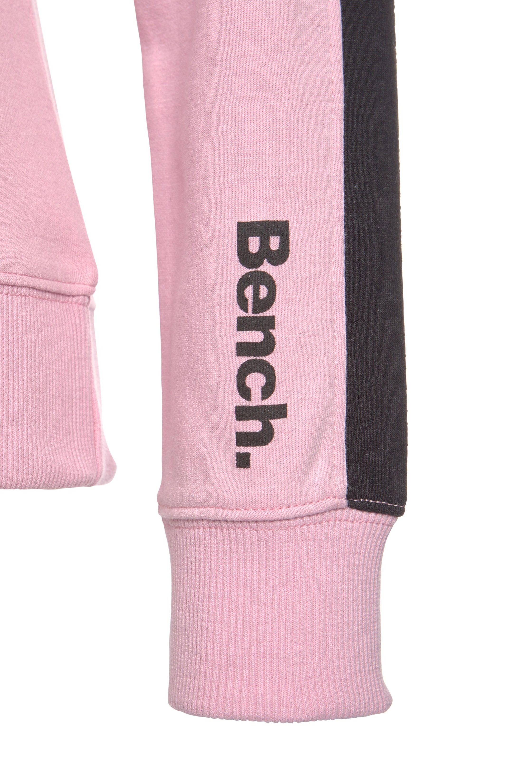 Bench. Loungewear Sweatjacke, mit Seitenstreifen und Stehkragen, Loungewear
