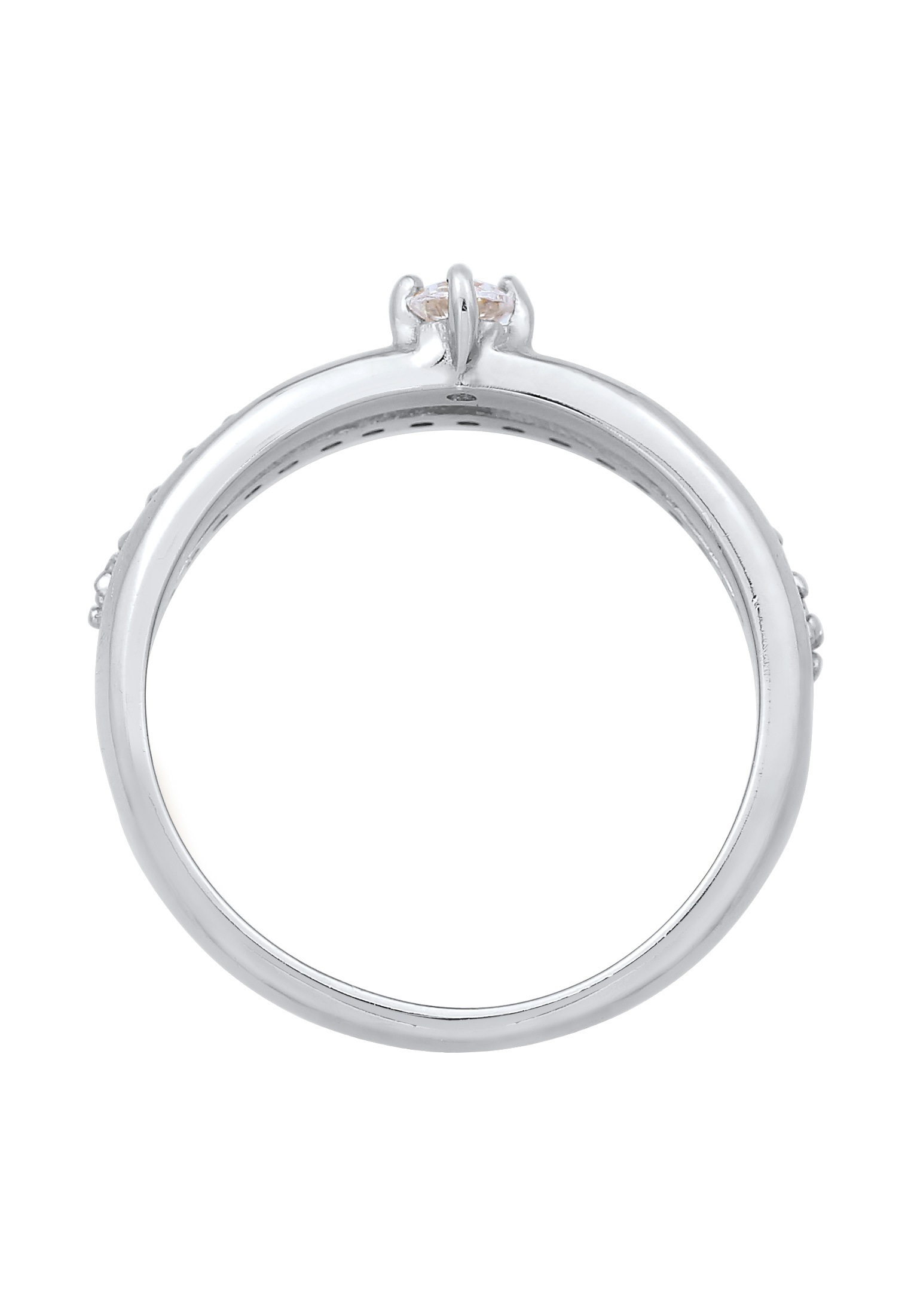 Fingerring ELLI "Zirkonia Solitär Verlobung 925 Silber" Gr. 58, silber, Fingerringe, Damen, 58mm,mit Steinen, Silber 925 (Sterlingsilber), 1,8mm, Fingerring 2
