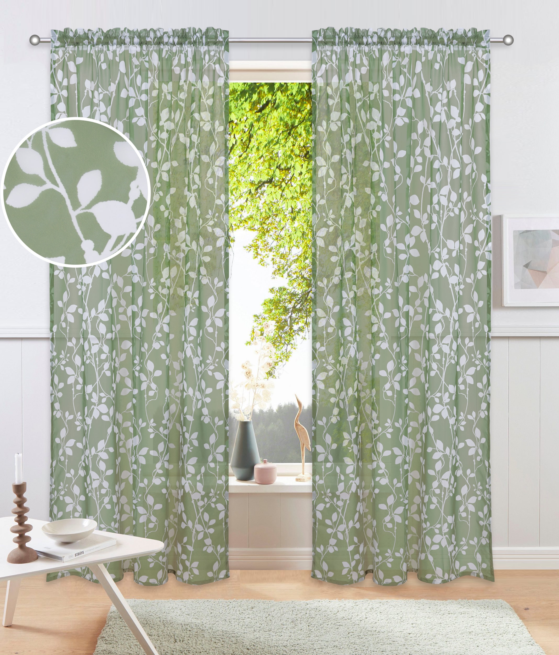 my home Gardine "Issoire" Stangendurchzug 1 Stk. tlg. Wohnzimmer, Schlafzim günstig online kaufen