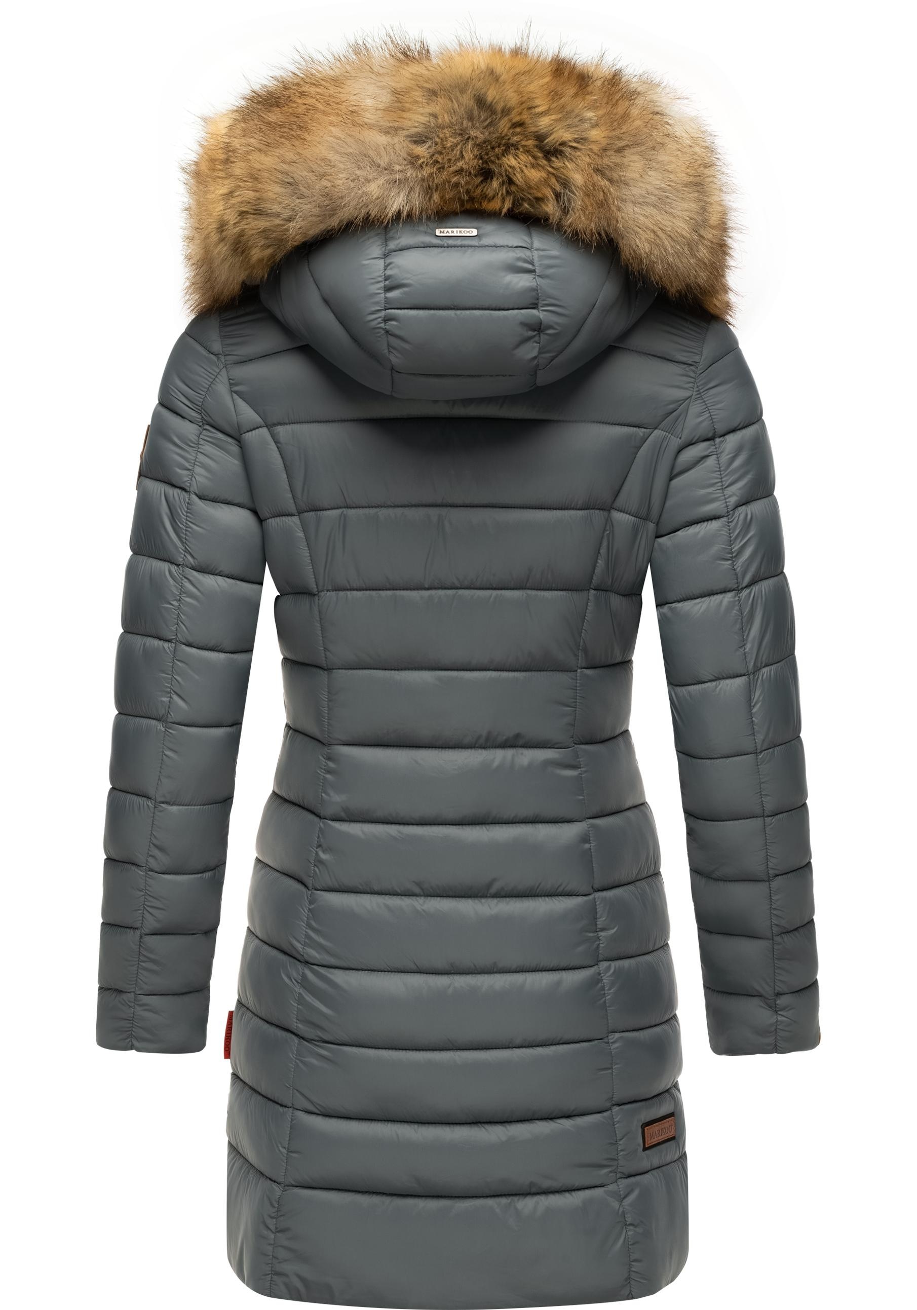 Marikoo Steppmantel »Rose-Stepp«, zeitloser Winterparka mit großer Kunstfellkapuze
