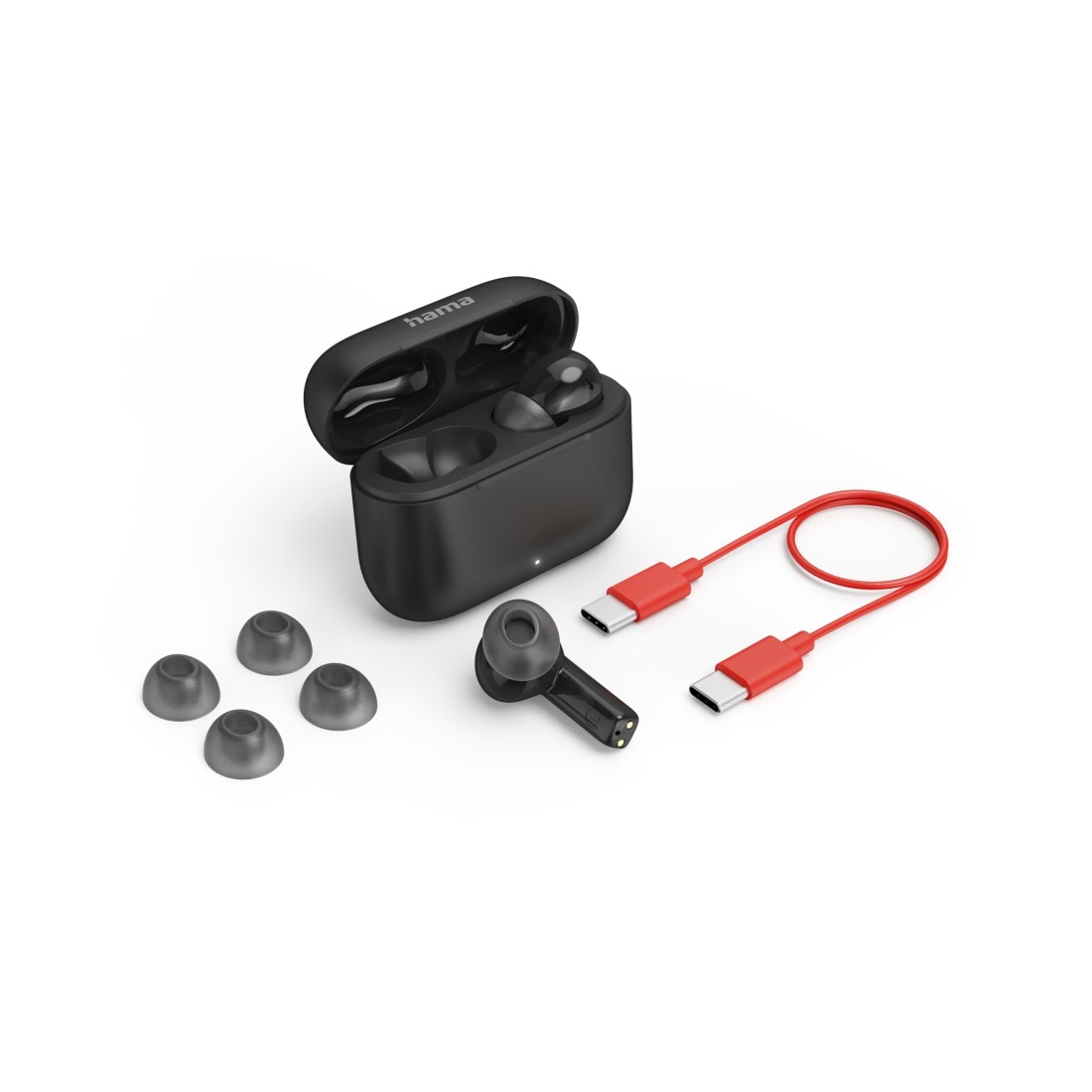 Hama Bluetooth-Kopfhörer »Bluetooth Kopfhörer (TWS, Headphones, kabellos, In-Ear, ANC, ENC, App)« Active Noise Cancelling (ANC) | Gestenkontrolle | Noise-Reduction | Sprachsteuerung | True Wireless Fast Charge, Mikrofon, App-Steuerung, Touch Control