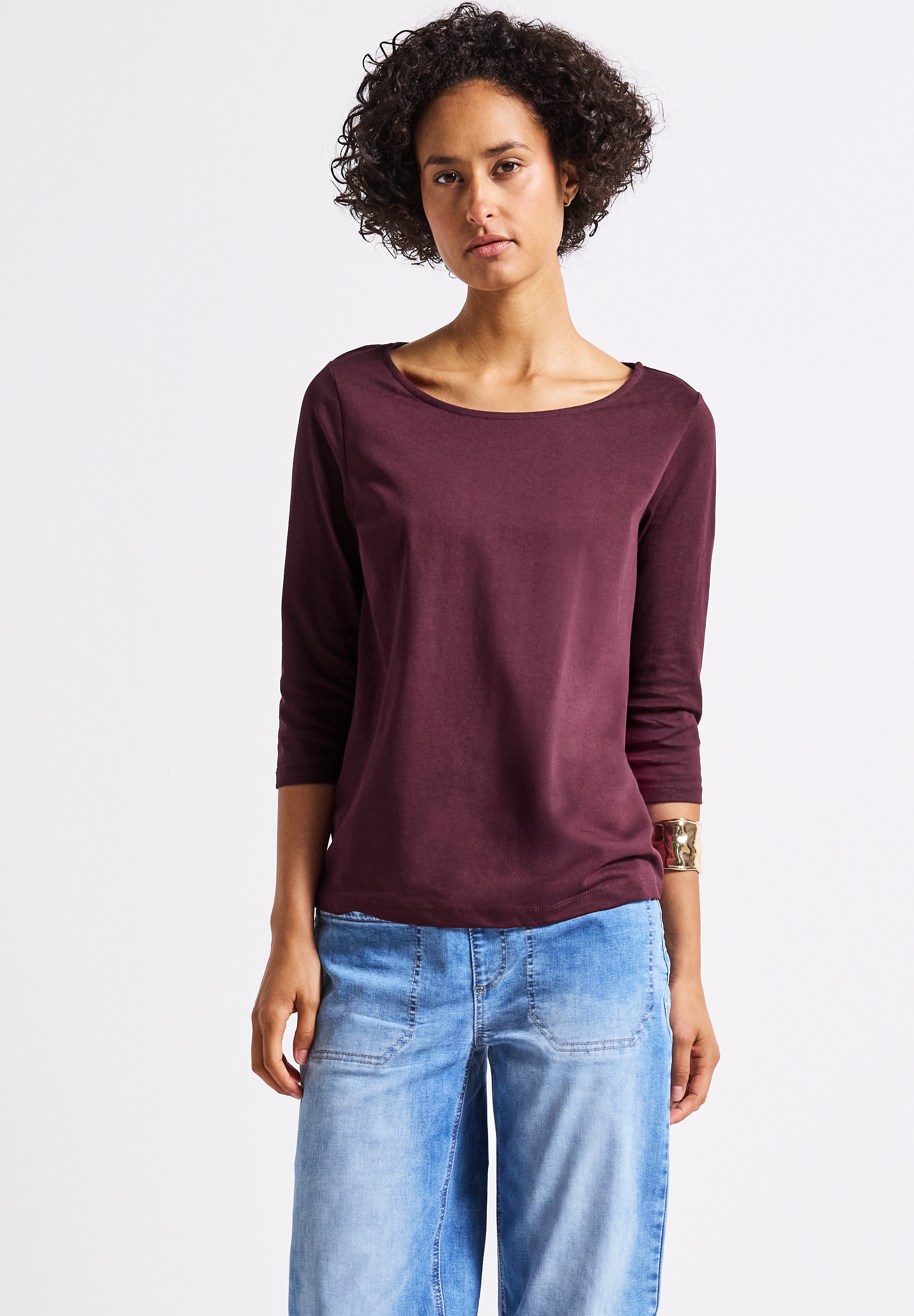 STREET ONE Langarmshirt, aus Baumwolle mit Stretchante günstig online kaufen