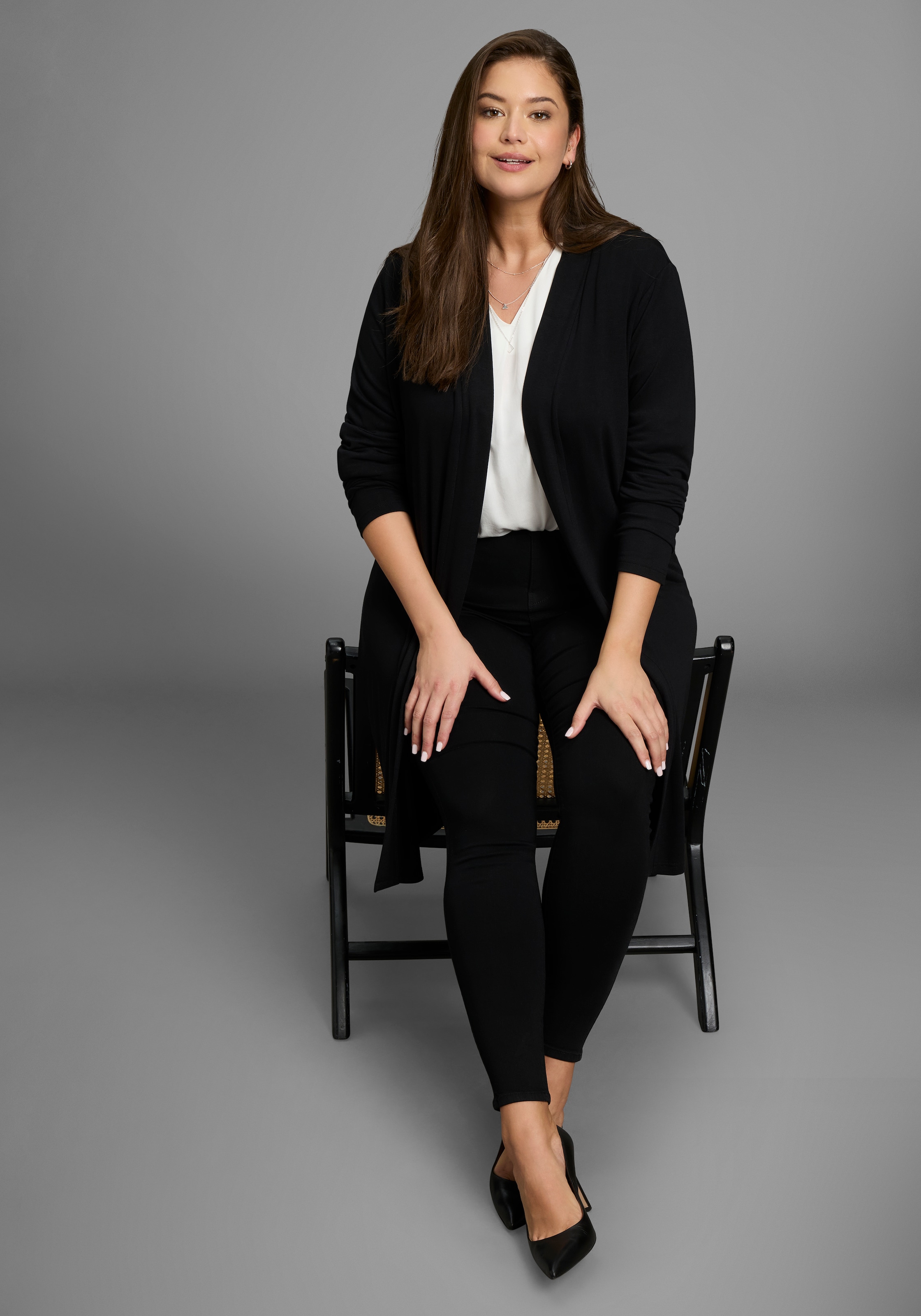 Laura Scott CURVE Longstrickjacke, aus weichem, angenehmem fließendem Jerseymaterial - GROSSE GRÖSSE