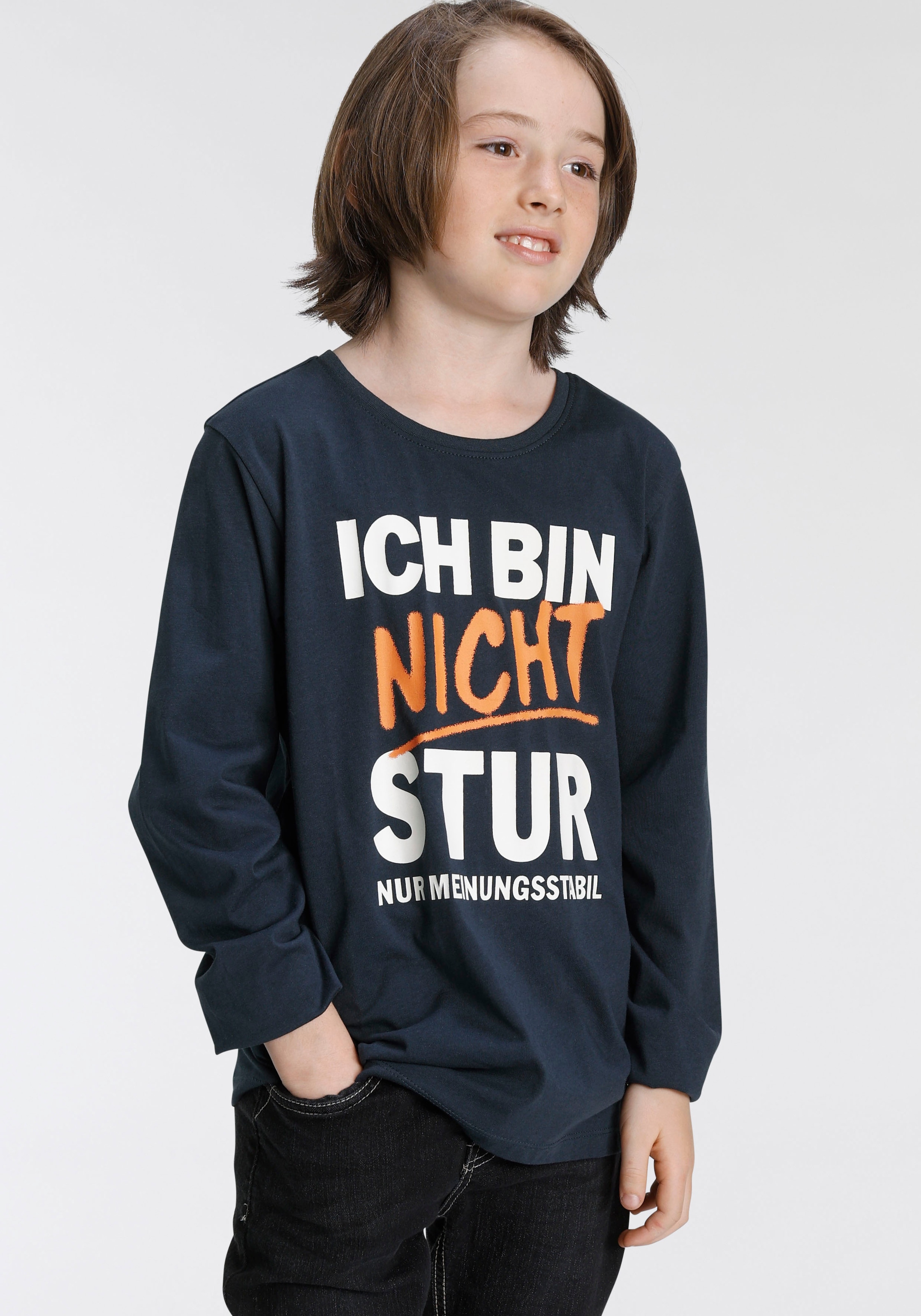 KIDSWORLD Langarmshirt »ICH BAUR | NICHT Spruch online bestellen STUR«, BIN